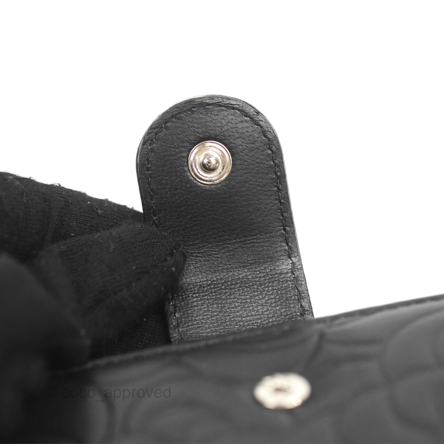 Chanel Wallet Black Camellia Embossed Lambskin Silver Hardware