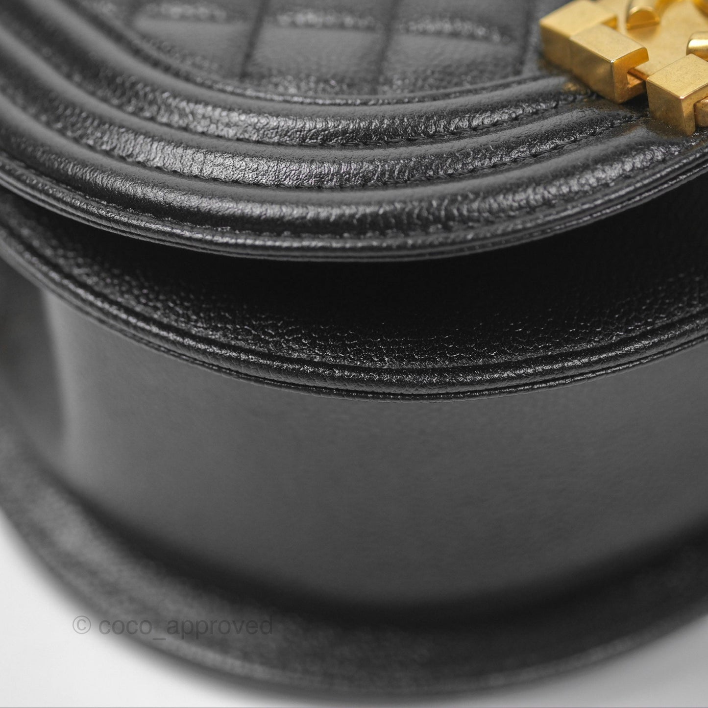 Chanel Boy Messenger Bag Black Caviar Aged Gold Hardware