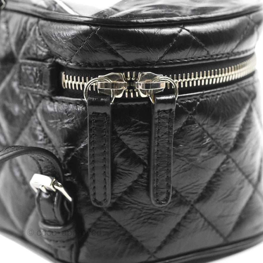 Chanel Aquarium PVC Backpack Black Crumpled Calfskin Silver Hardware