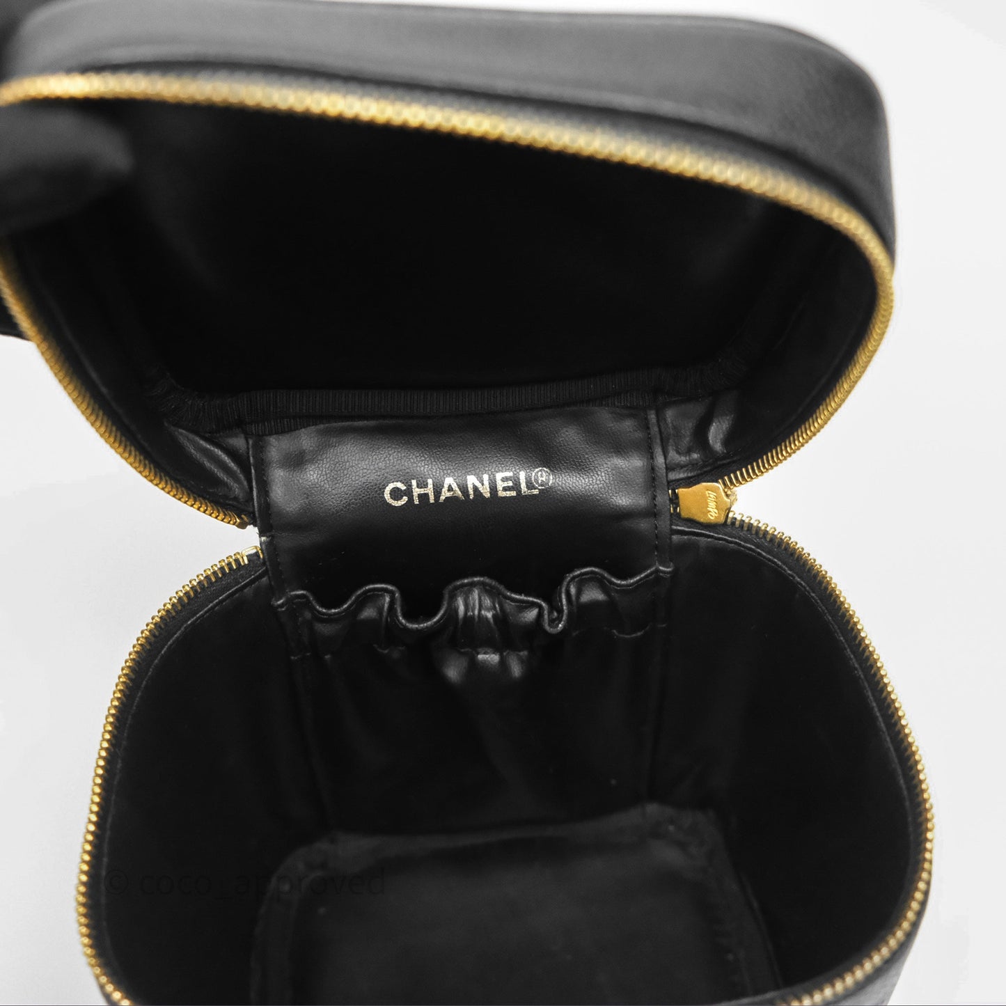 Chanel Vintage Vanity Case Black Caviar Gold Hardware