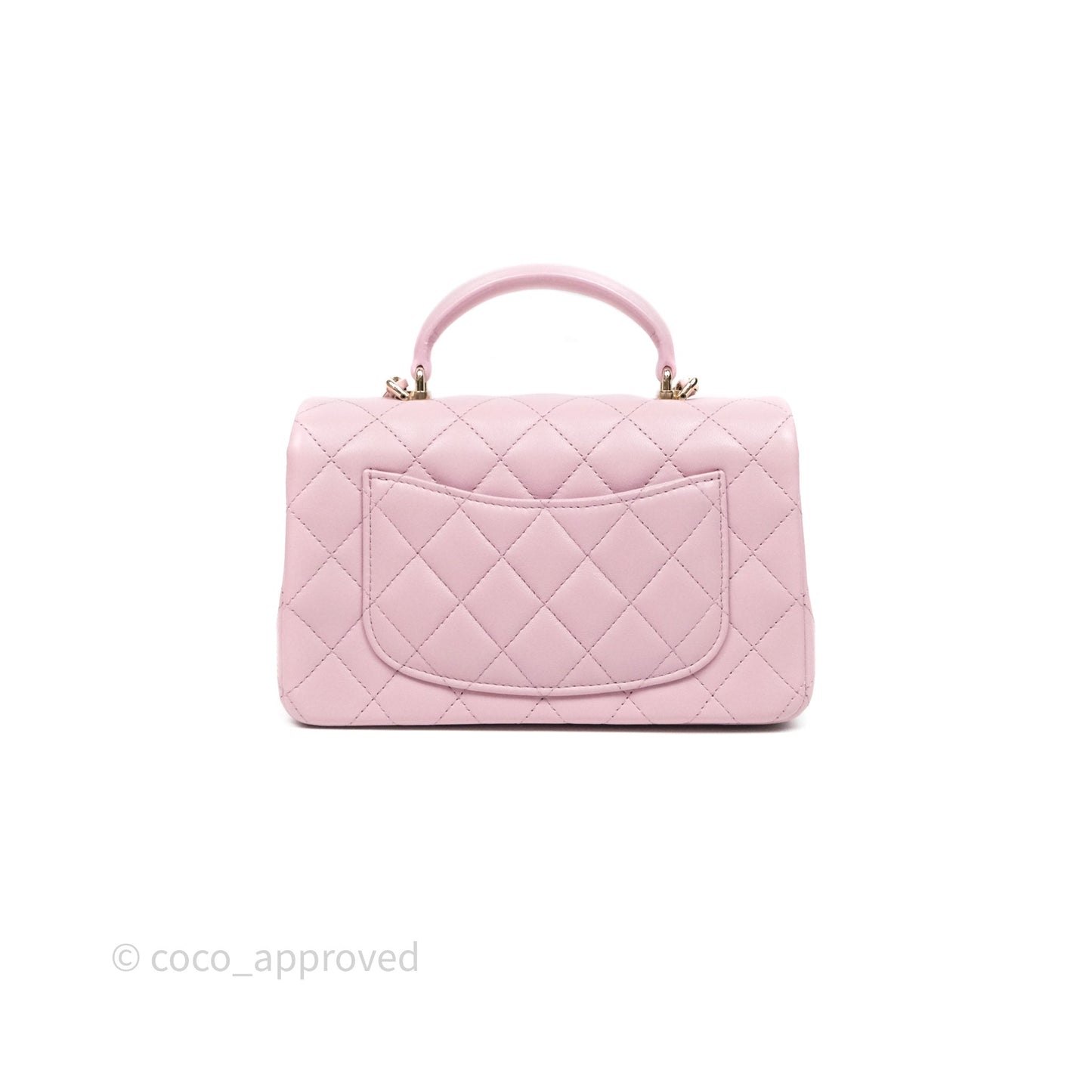 Chanel Top Handle Mini Rectangular Flap Pink Lambskin Gold Hardware