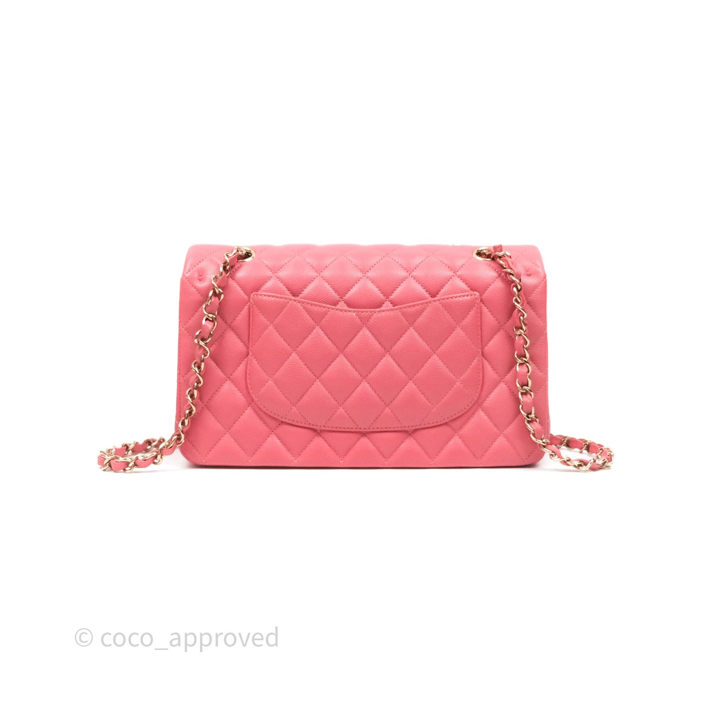 Chanel Classic M/L Medium Flap Quilted Pink Caviar Gold Hardware