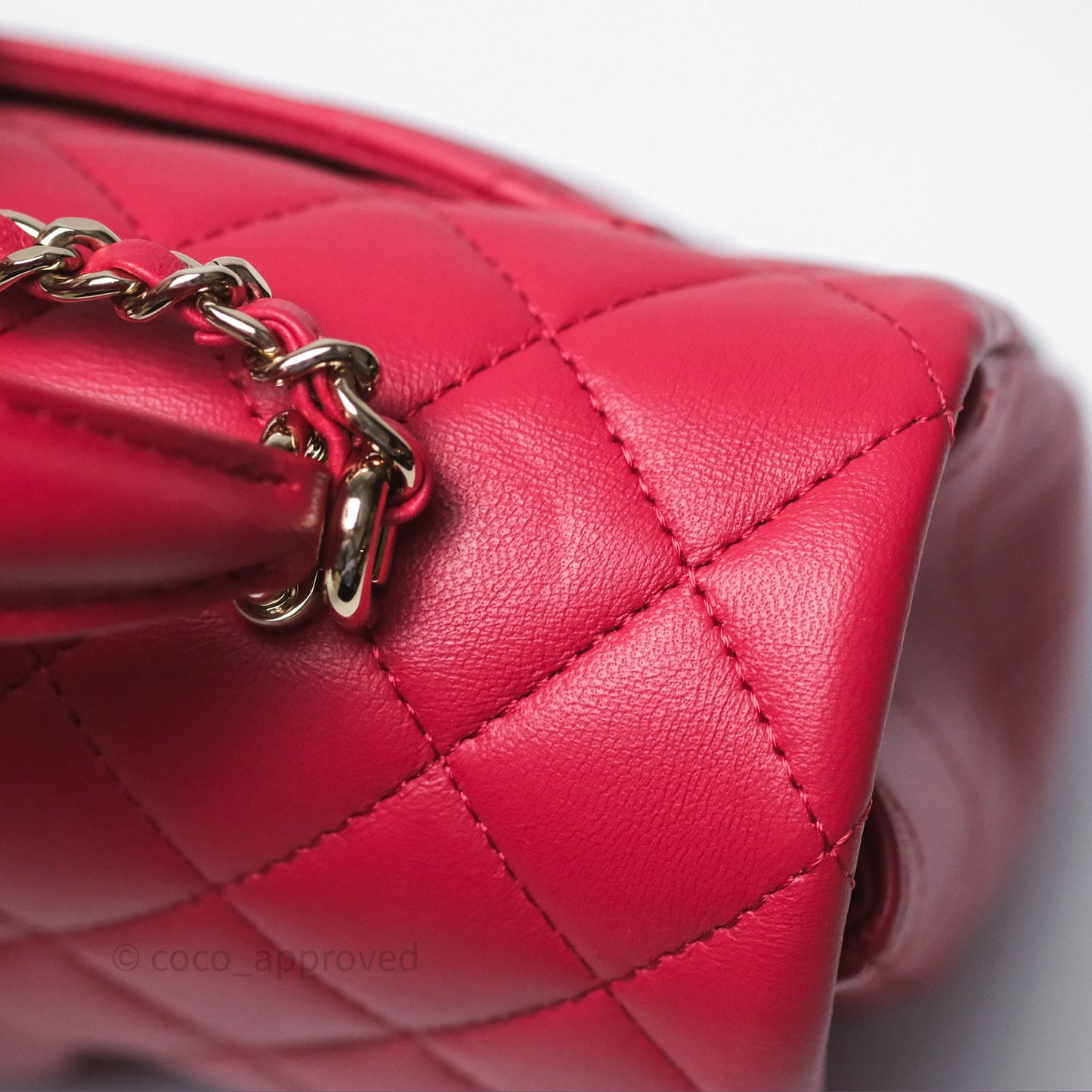 Chanel Top Handle Mini Rectangular Flap Red Lambskin Gold Hardware