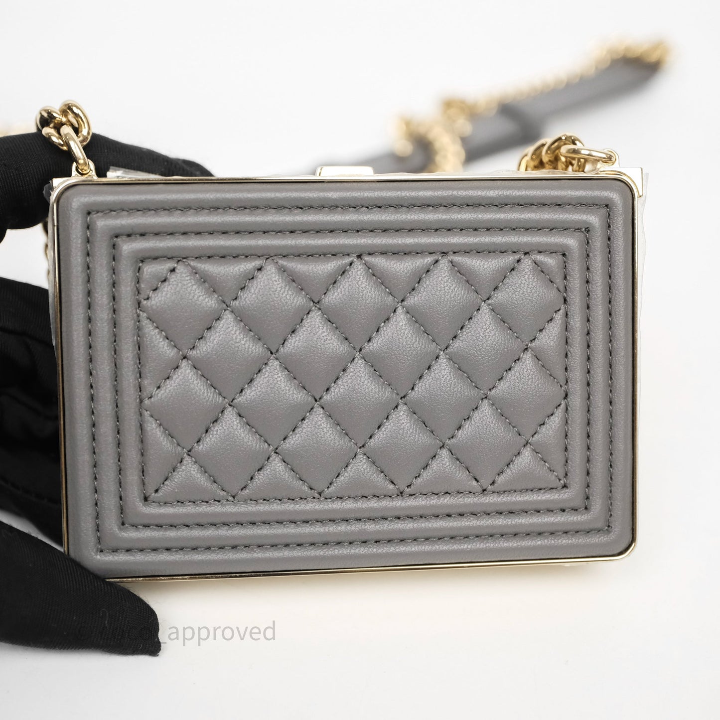 Chanel Grey Boy Mini Clutch Lambskin Gold Hardware