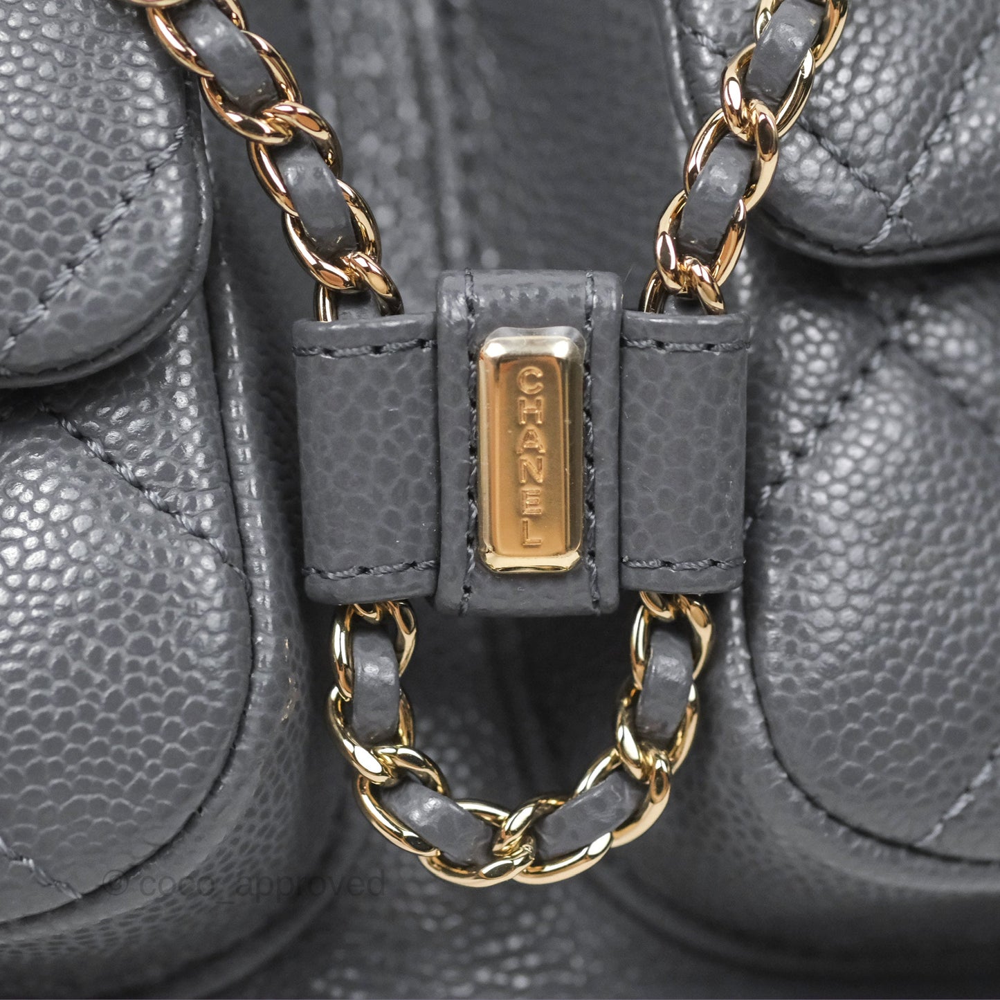 Chanel Duma Backpack Medium Grey Caviar Gold Hardware