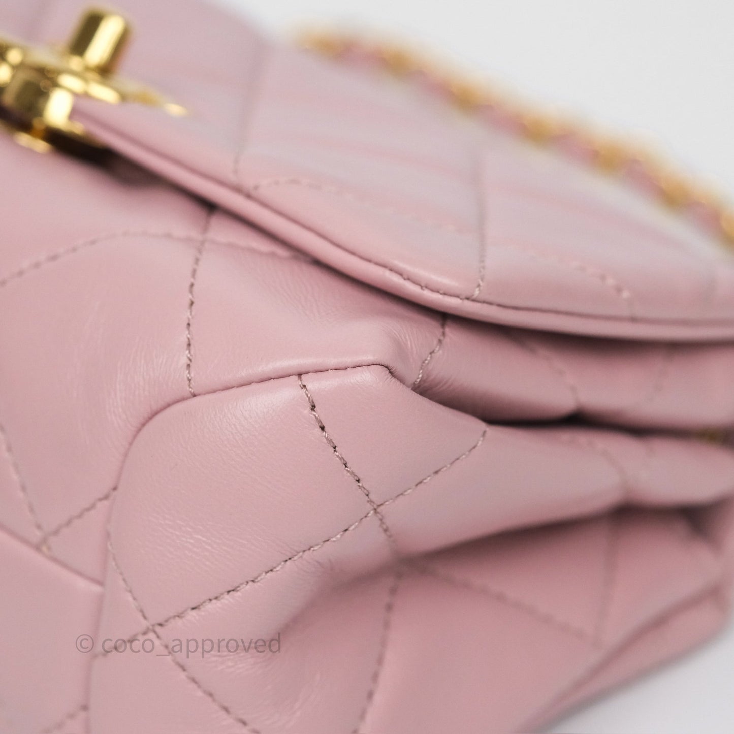 Chanel Mini Color Match Flap Quilted Pink Lambskin Aged Gold Hardware