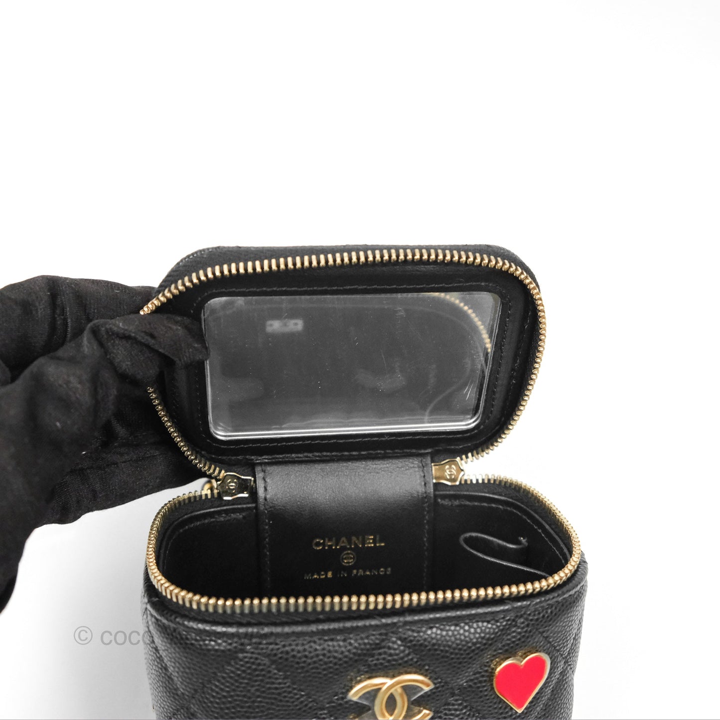 Chanel Mini Poker Vanity With Chain Black Caviar Gold Hardware