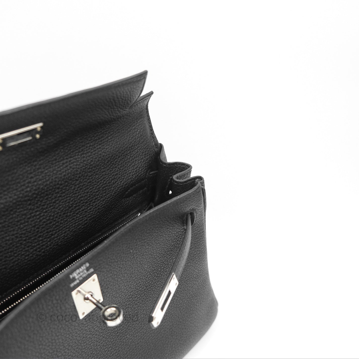 Hermès Retourne Kelly 25 Black Togo Palladium Hardware