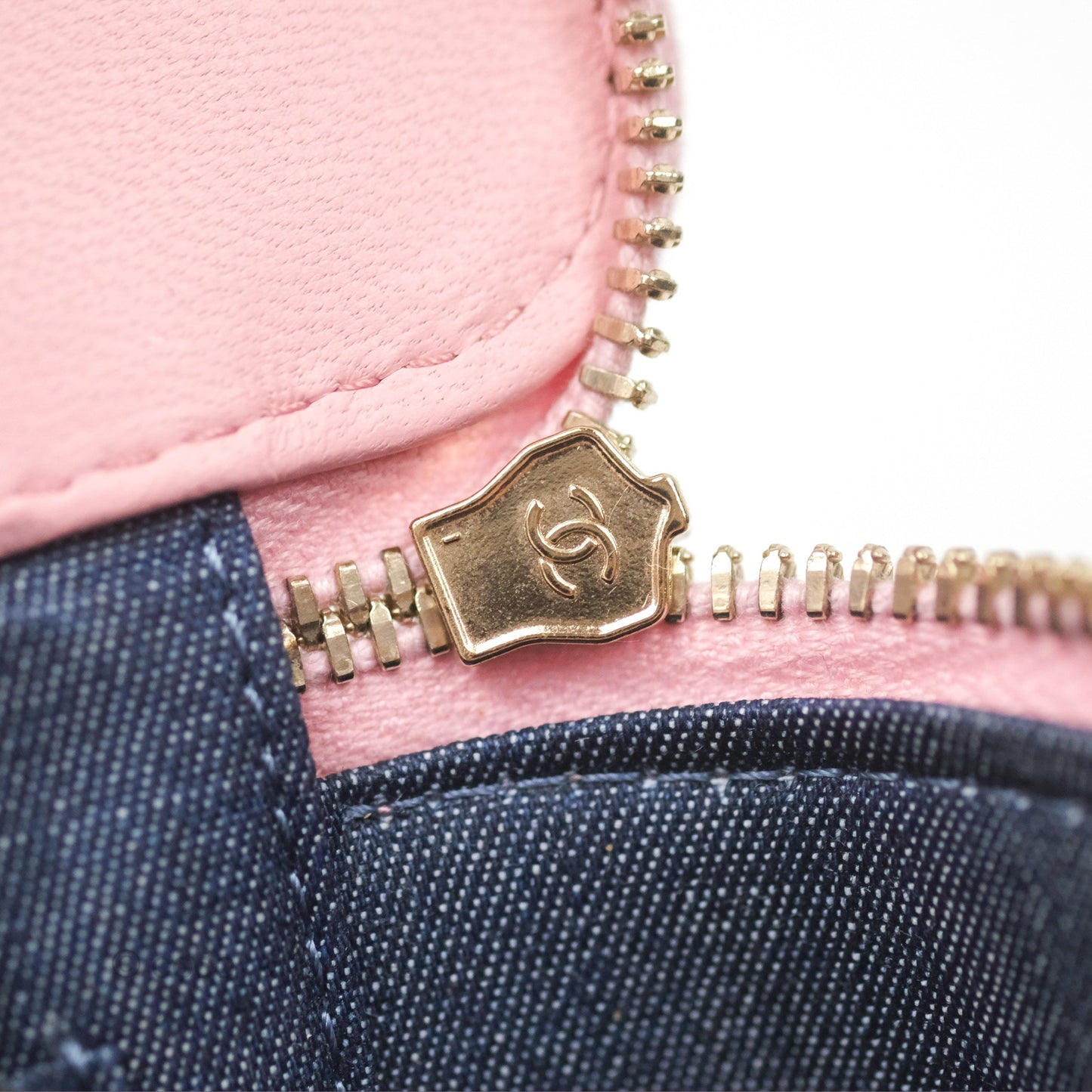 Chanel Resin Elegant Chain Vanity Case Pink Lambskin Gold Hardware