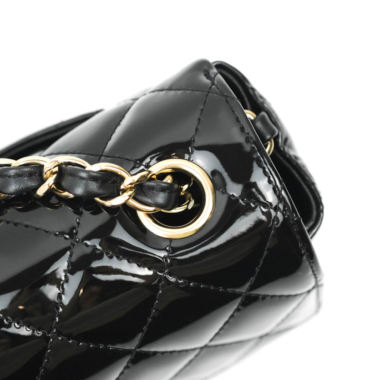 Chanel Quilted Mini Rectangular Black Patent Gold Hardware
