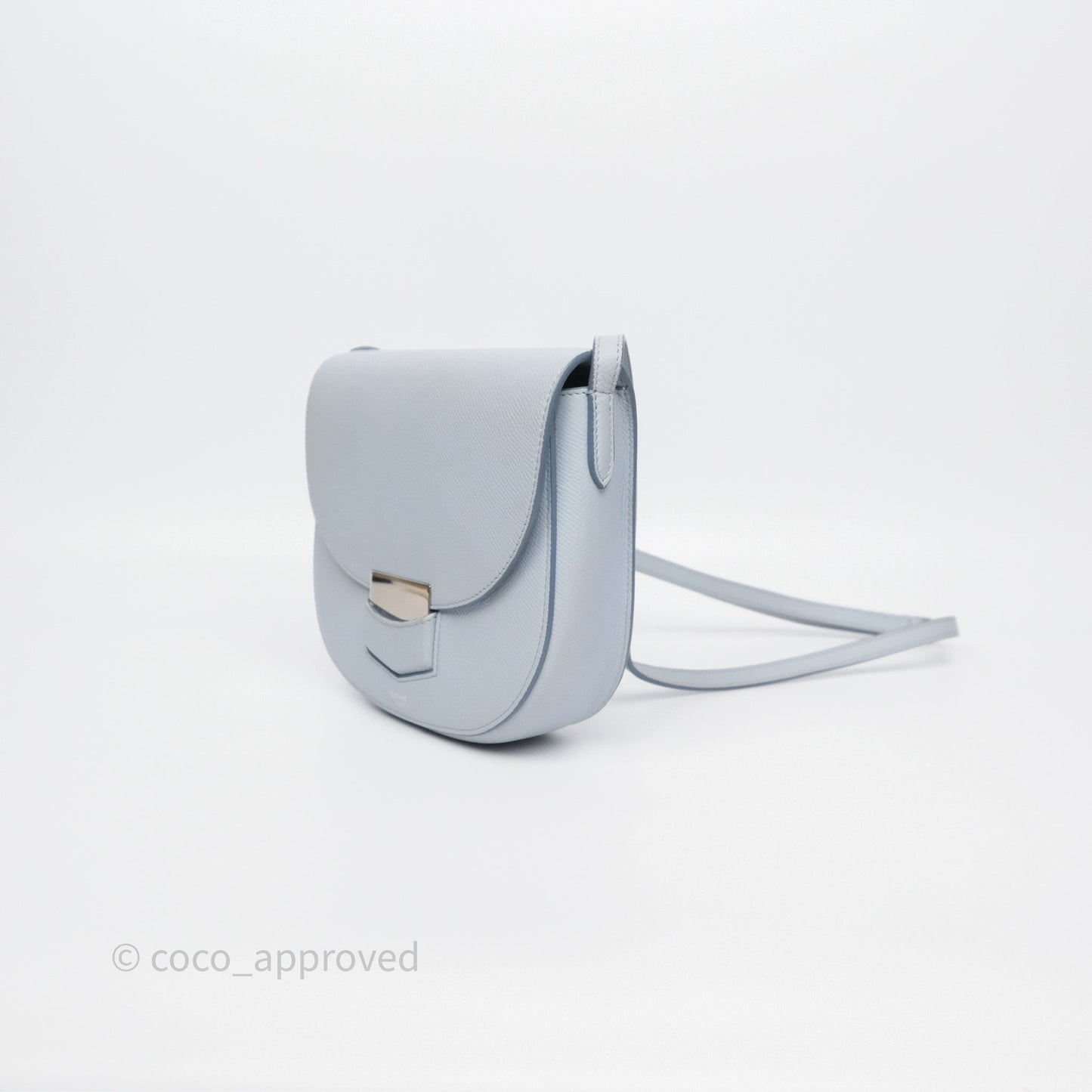 Celine Small Trotteur Crossbody Bag Light Blue Grained Calfskin