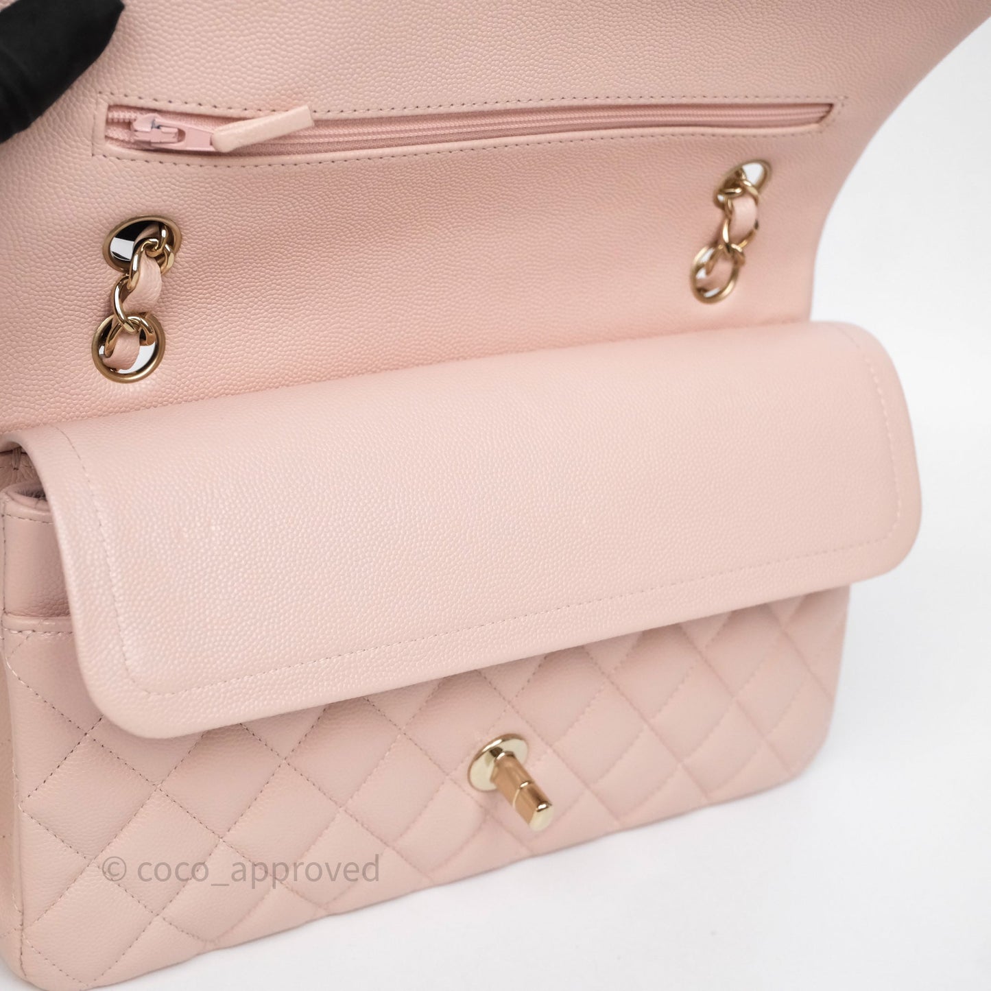 Chanel Classic M/L Medium Flap Quilted Pink Caviar Gold Hardware