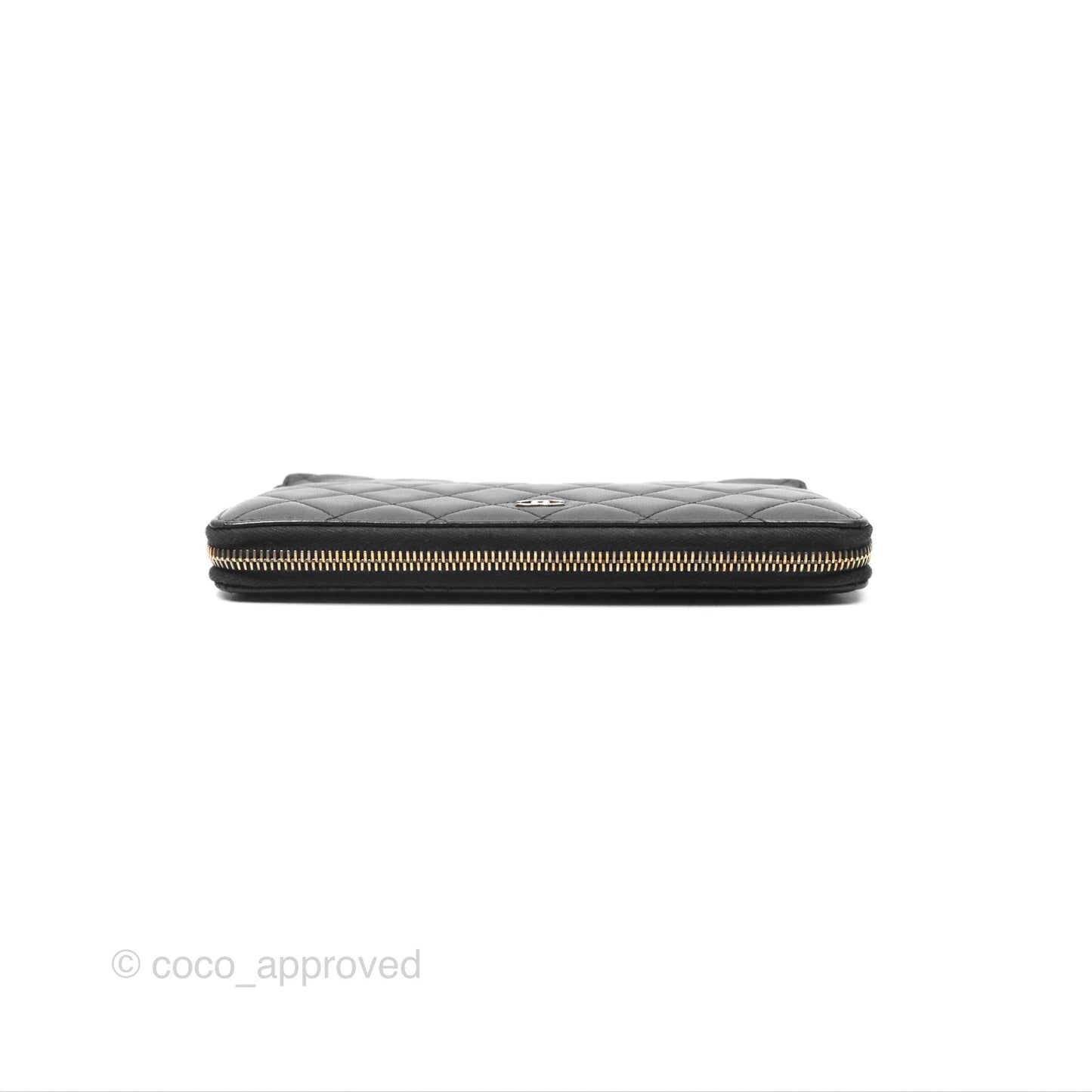 Chanel Zip Around Organiser Wallet Black Lambskin Gold Hardware