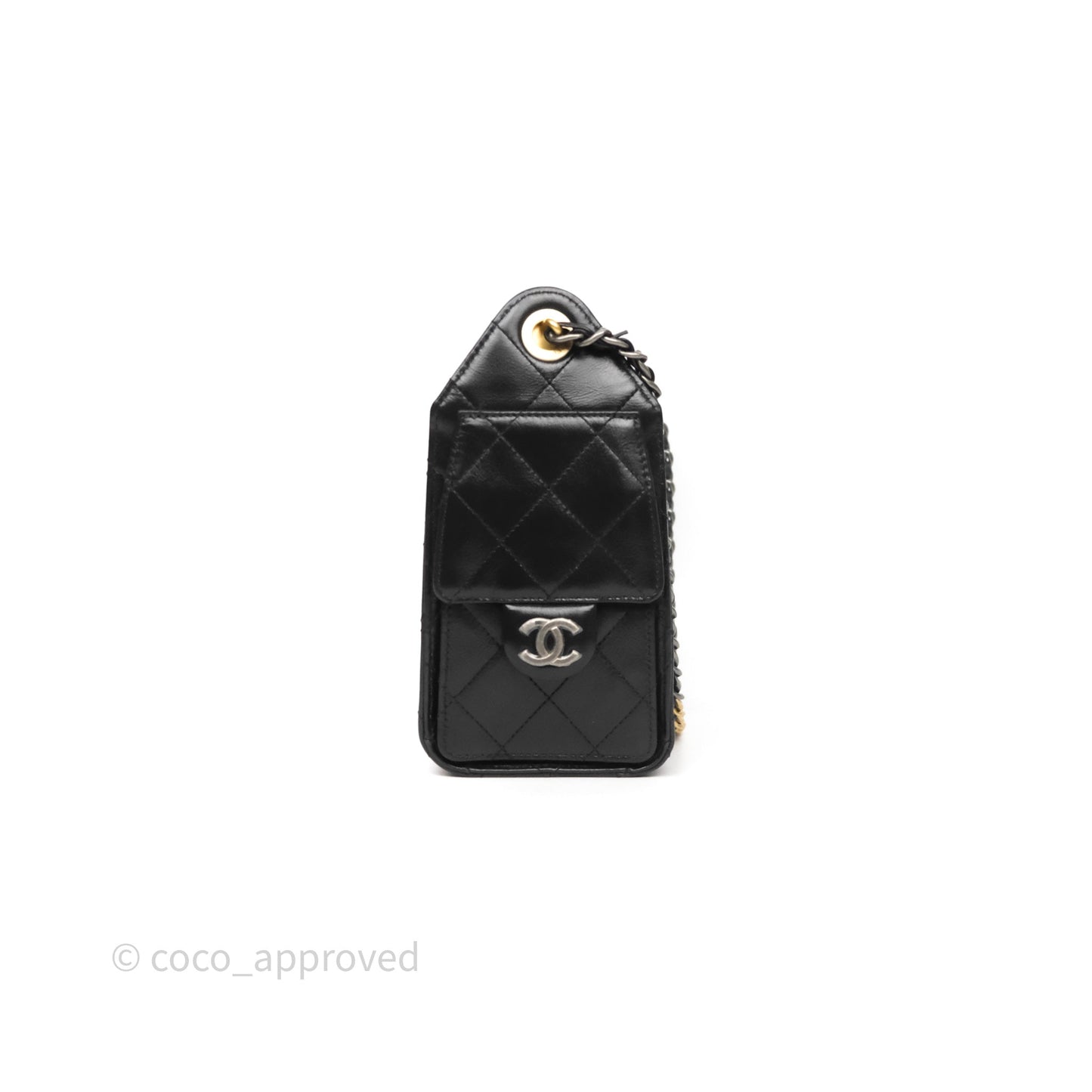 Chanel 25 Mini Black Shiny Crumpled Calfskin Mixed Hardware