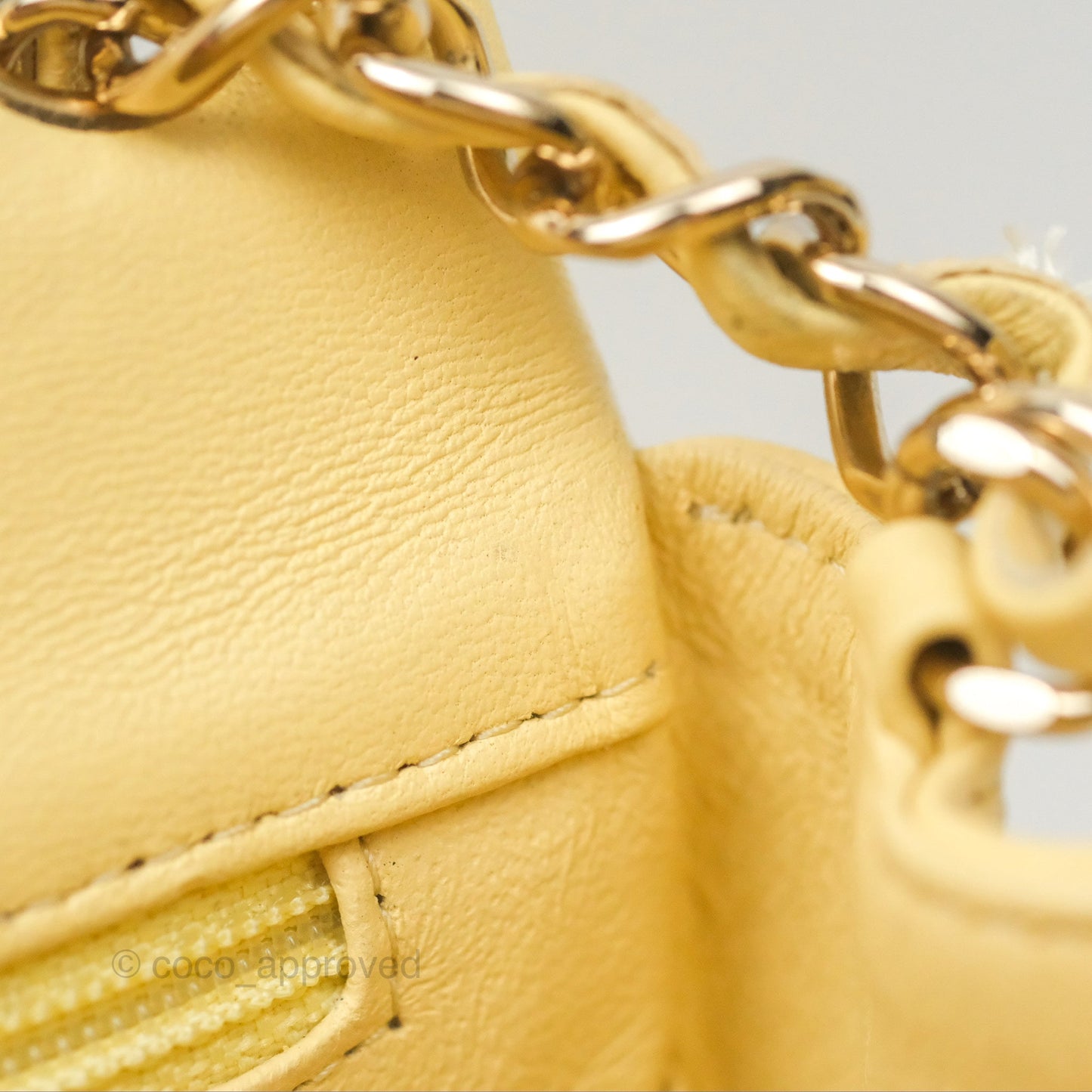 Chanel Mini Square Quilted Yellow Lambskin Gold Hardware