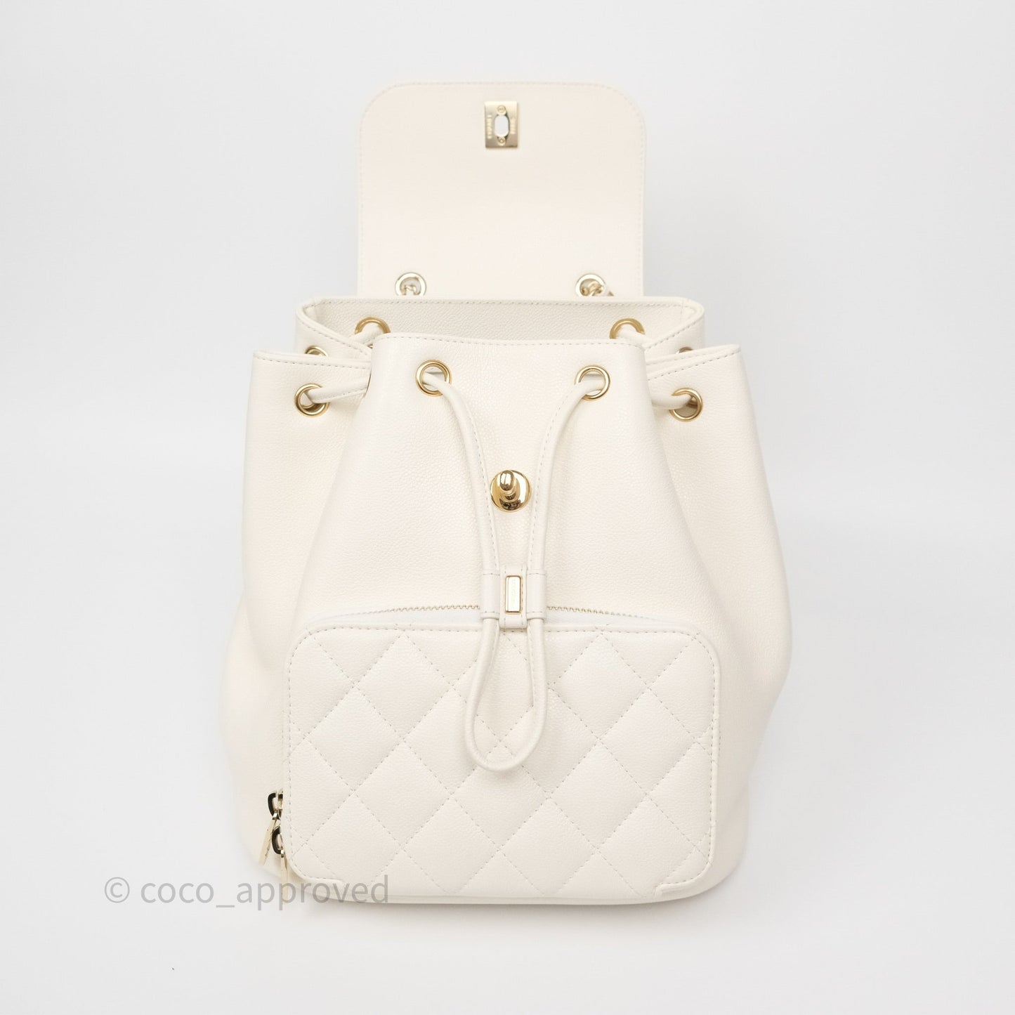 Chanel Quilted Business Affinity Backpack Ivory White Caviar Gold Hardware