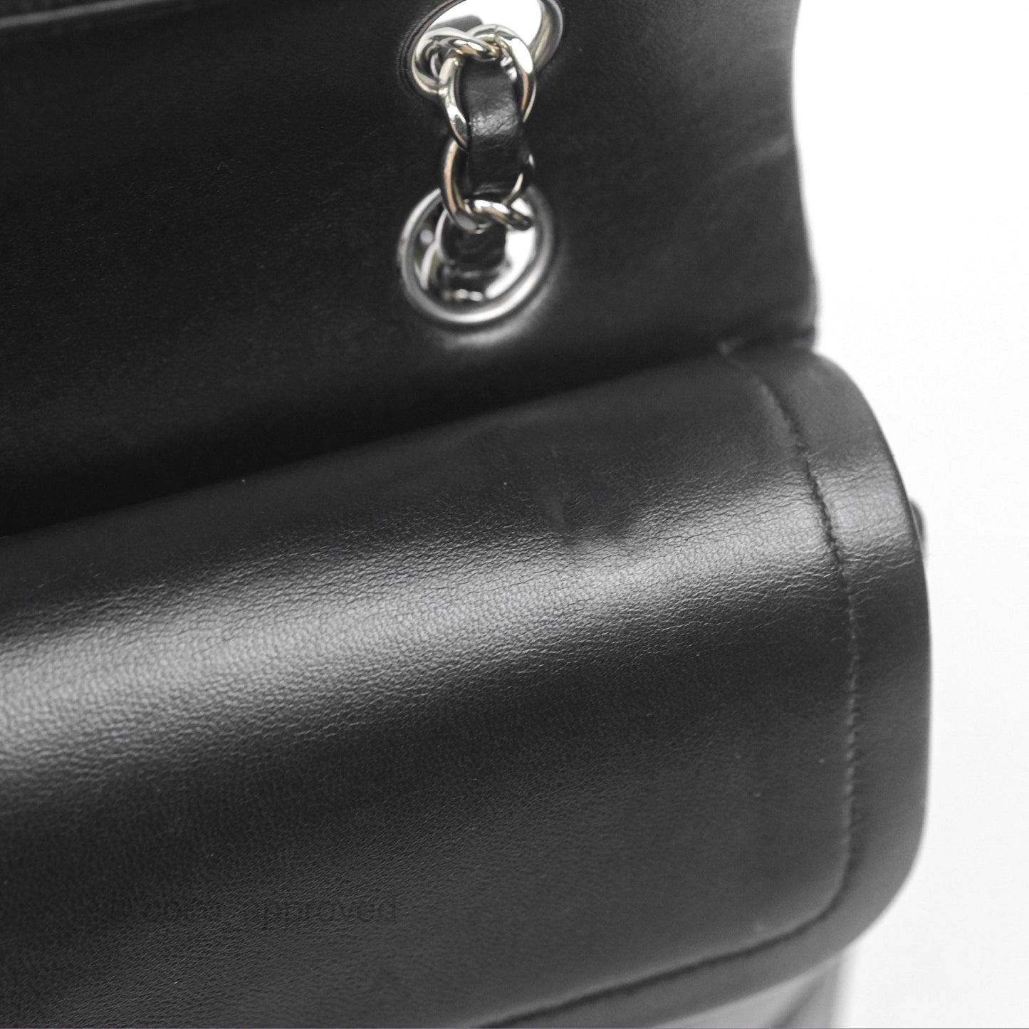 Chanel Classic M/L Medium Flap Quilted Black Lambskin Silver Hardware