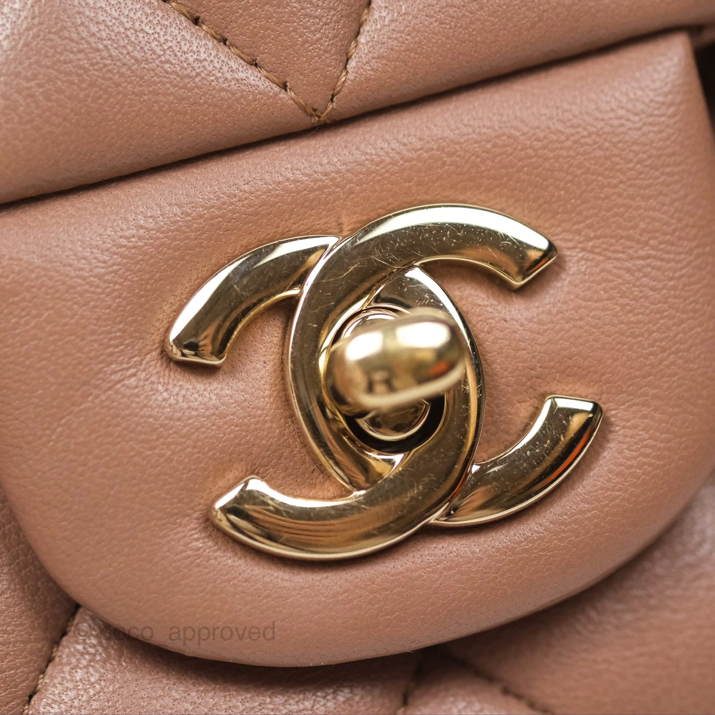 Chanel Classic M/L Medium Flap Quilted Dark Beige Lambskin Gold Hardware