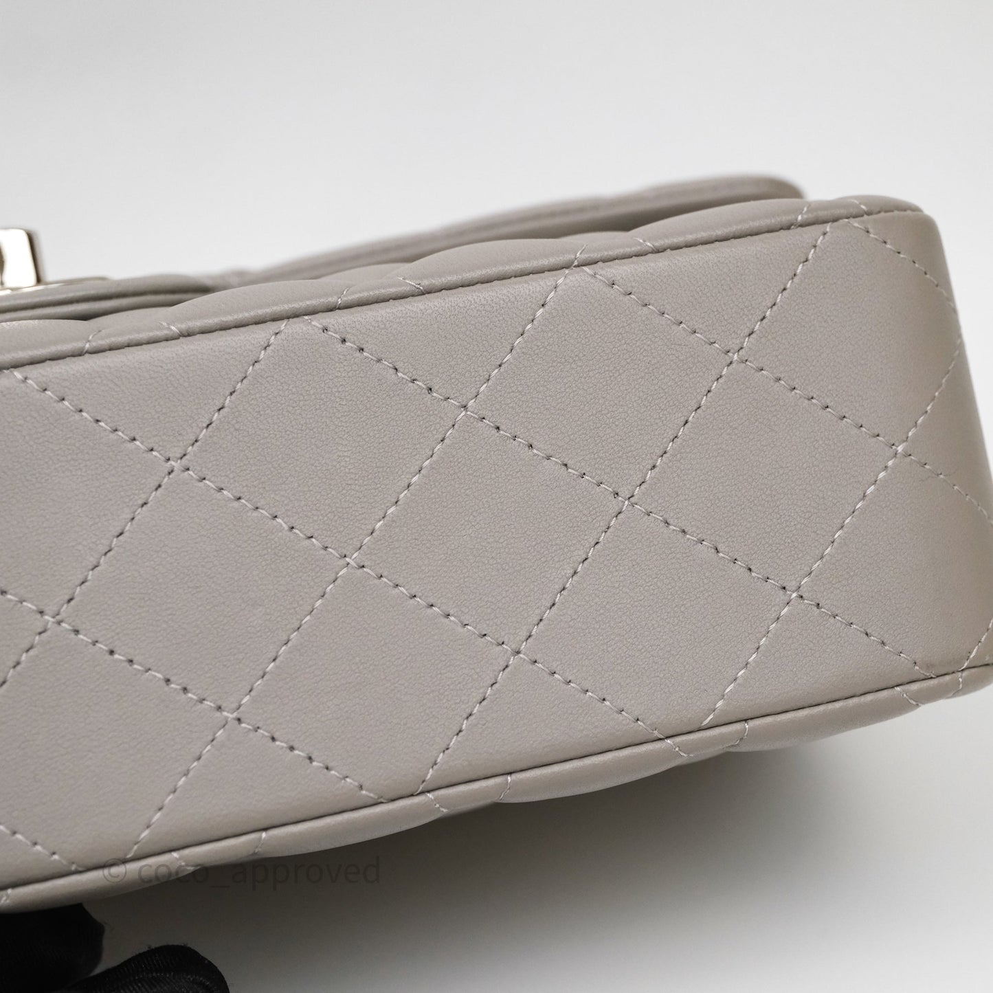 Chanel Classic M/L Medium Flap Quilted Grey Lambskin Silver Hardware