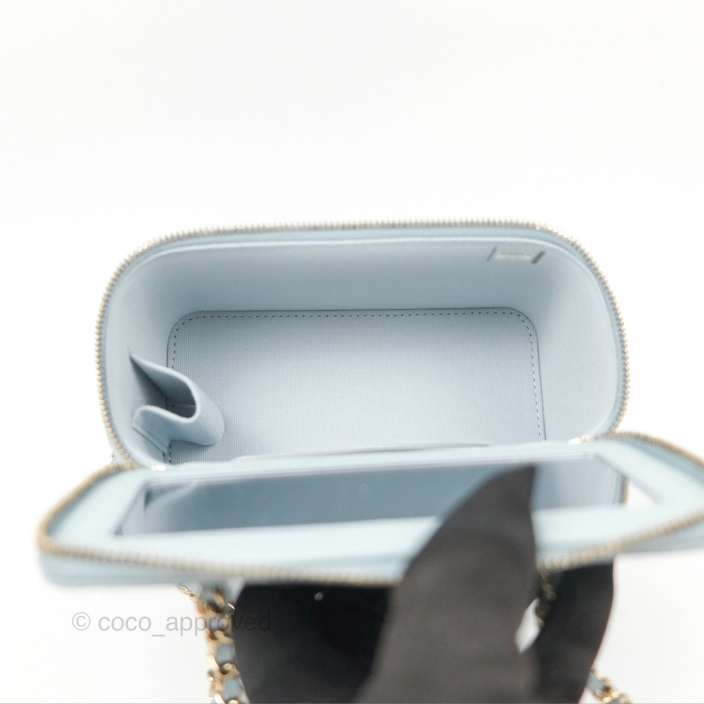 Chanel Vanity with CC Chain Light Blue Caviar Gold Hardware