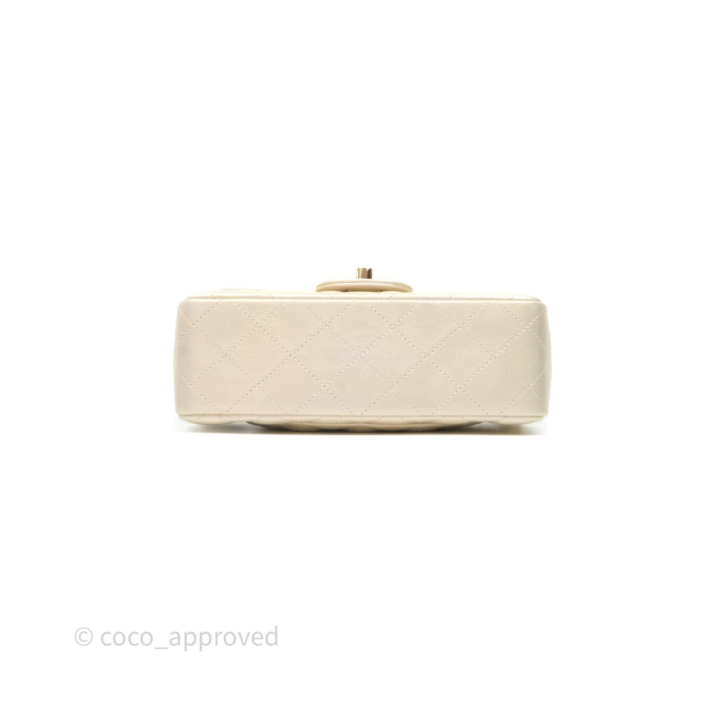 Chanel Mini Rectangular Quilted Iridescent Ivory Lambskin Gold Hardware 20B