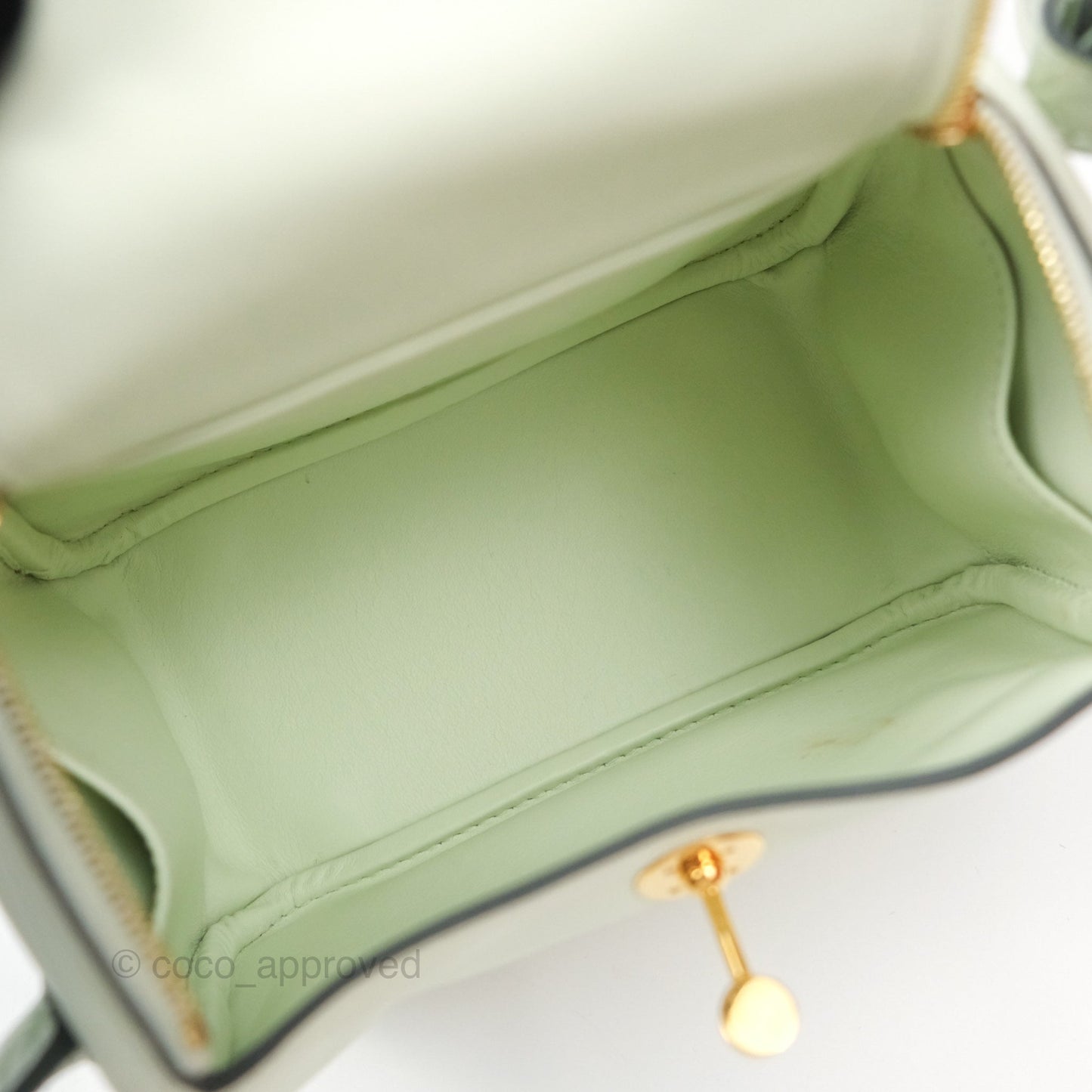 Hermès Mini Lindy Touch Vert Fizz 0S Swift Alligator Handle Gold Hardware