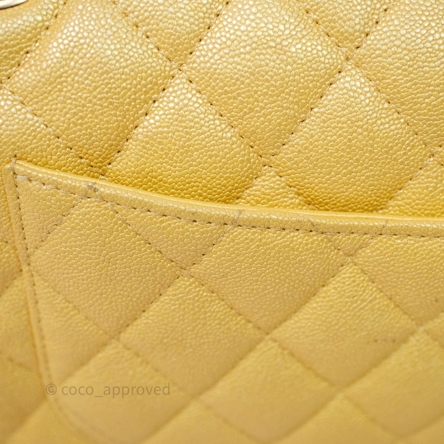 Chanel Small Classic Quilted Flap Iridescent Yellow Caviar Gold Hardware