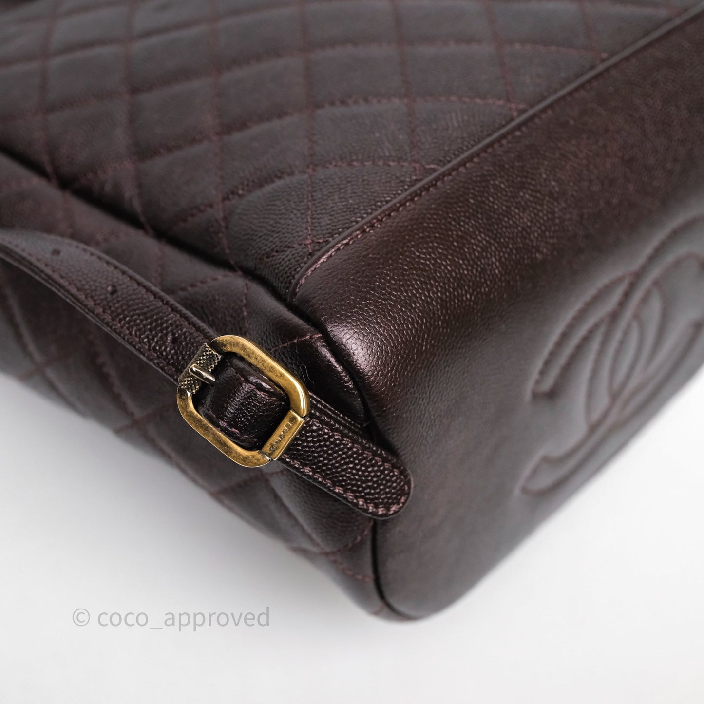 Chanel Quilted Filigree Backpack Iridescent Burgundy Caviar Aged Gold Hardware
