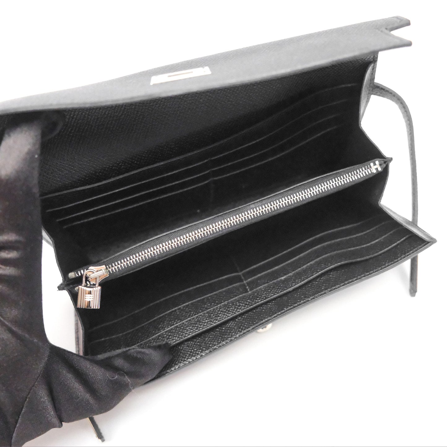 Hermès Kelly Wallet Black Noir 89 Epsom Palladium Hardware