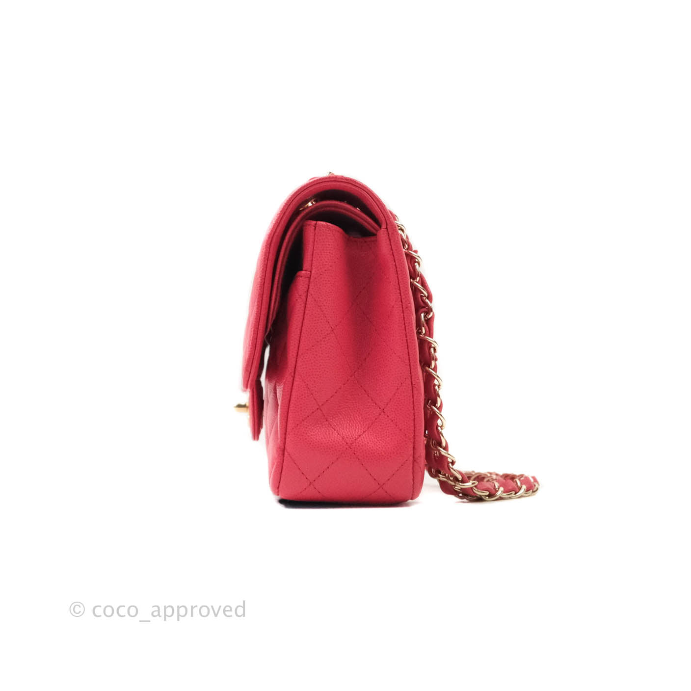 Chanel Classic M/L Medium Double Flap Dark Pink Caviar Gold Hardware