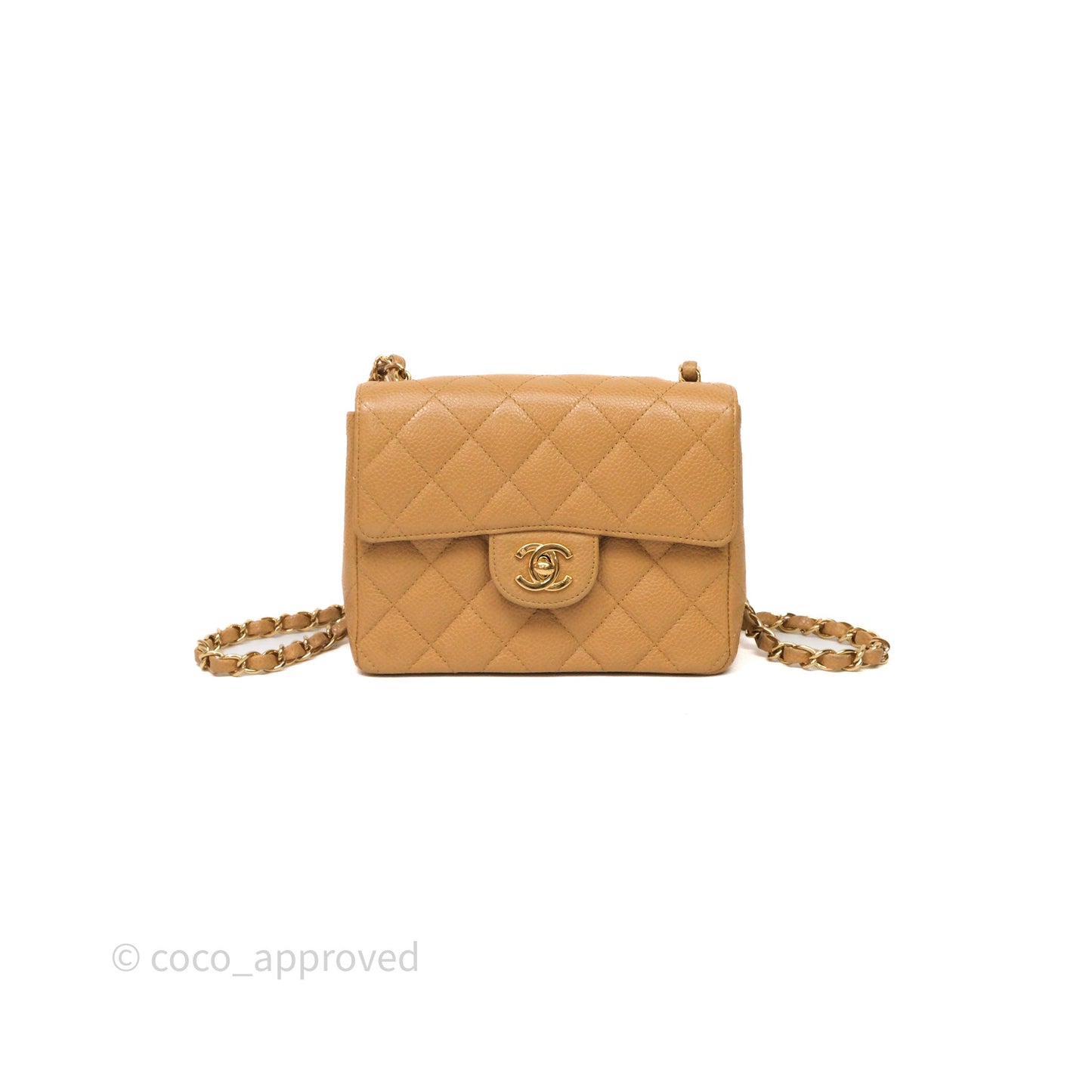 Chanel Vintage Mini Square Beige Caviar Gold Hardware