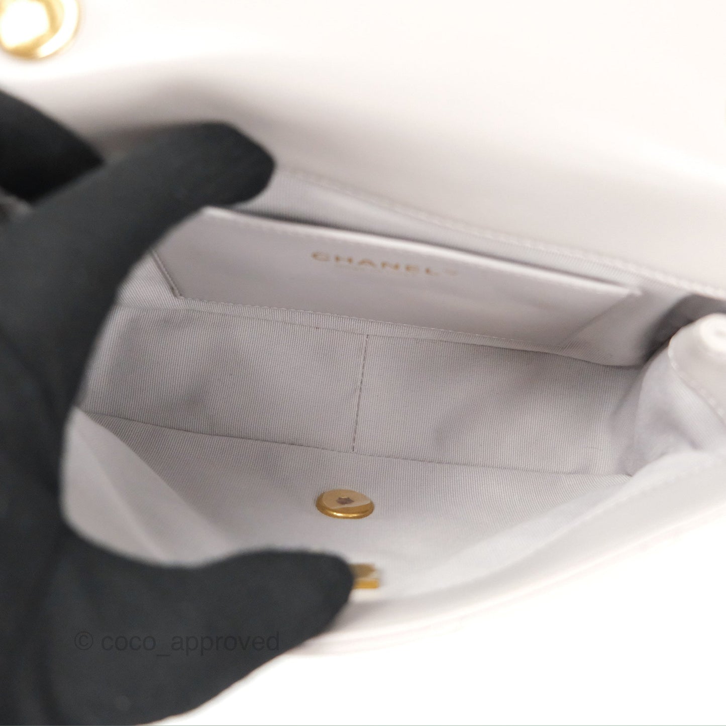 Chanel Flap Bag Grey Clair Lambskin Aged Gold Hardware 22B