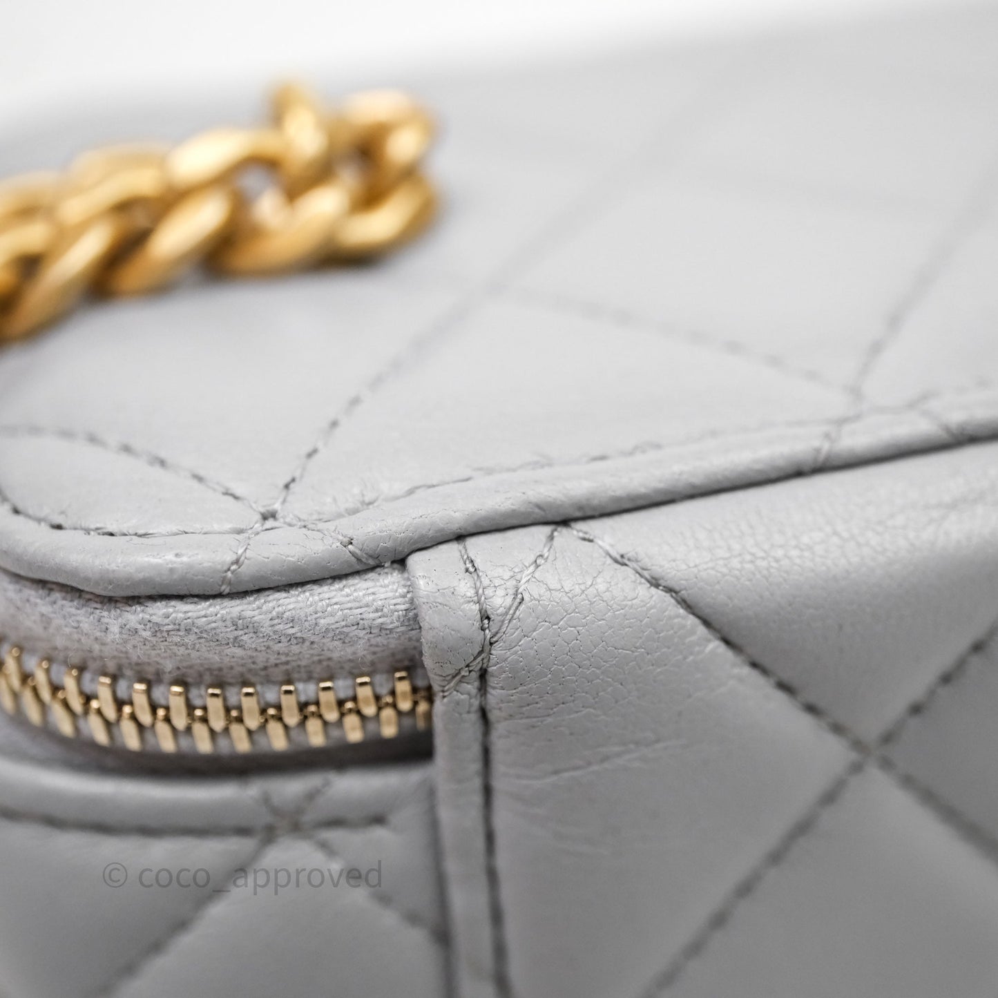 Chanel Vanity with Adjustable Chain Grey Lambskin Aged Gold Hardware