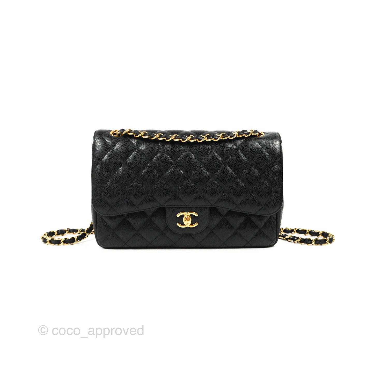 Chanel Jumbo Double Flap Black Caviar Gold Hardware⁣⁣