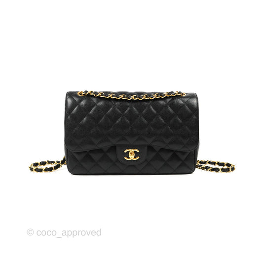 Chanel Jumbo Double Flap Black Caviar Gold Hardware⁣⁣