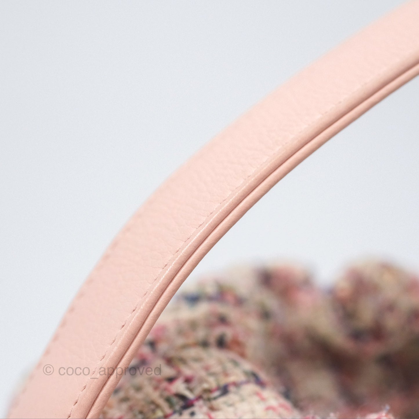 Chanel Quilted Top Handle Drawstring Bucket Bag Calfskin Tweed Pink Aged Gold Hardware