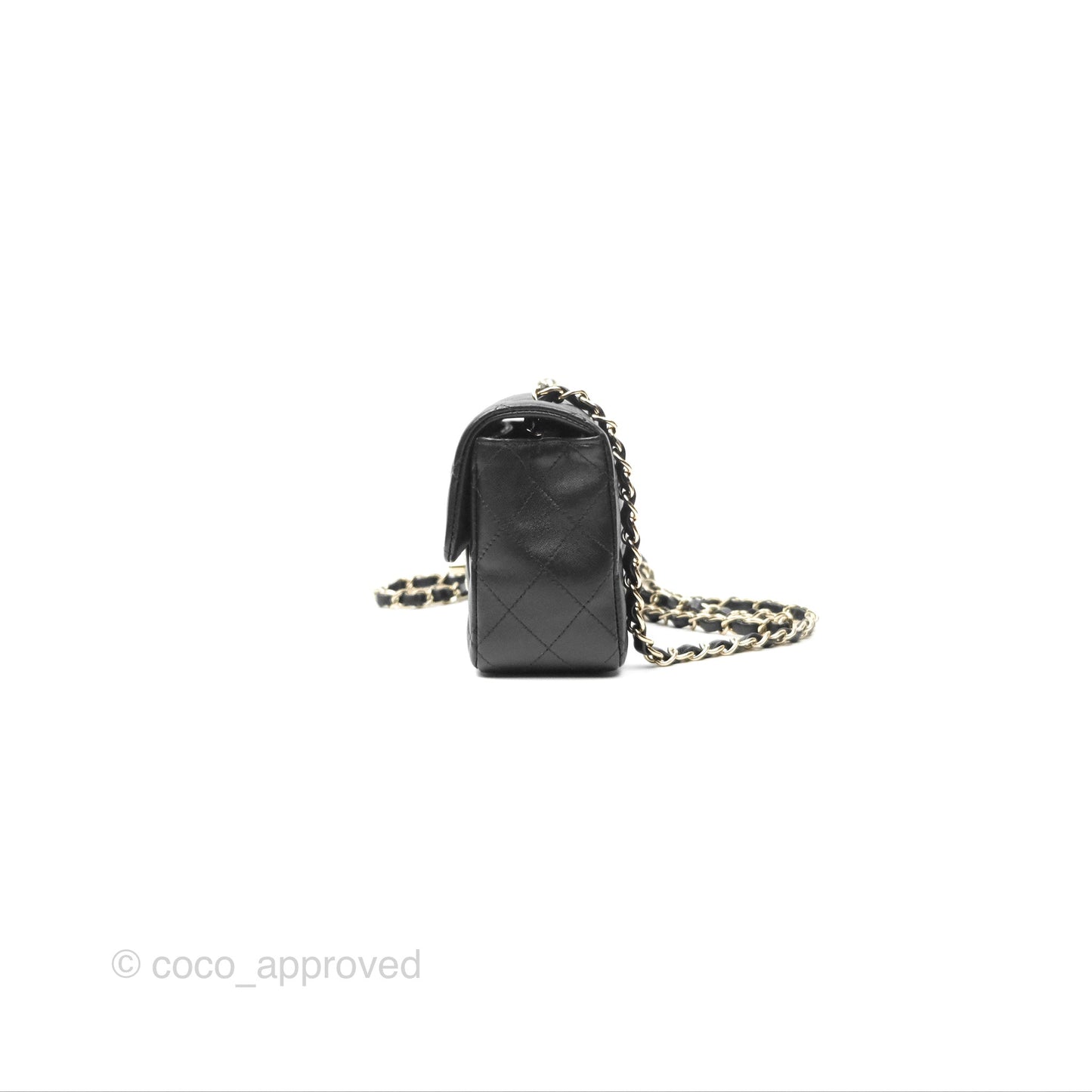 Chanel Mini Rectangular Quilted Black Lambskin Gold Hardware