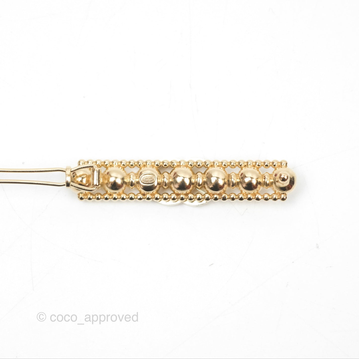 Chanel CC Crystal Bead Hair Clip Gold Tone 22C