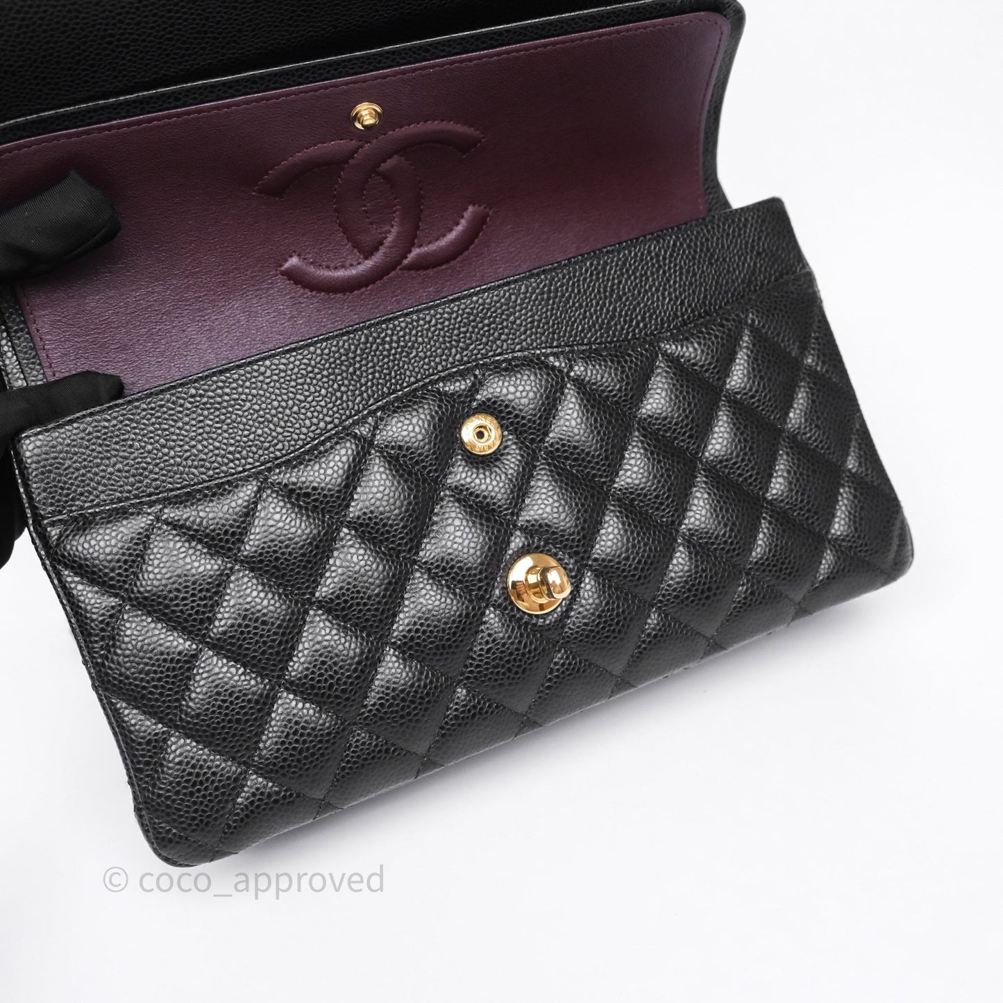 Chanel M/L Medium Classic Flap Quilted Black Caviar Gold Hardware