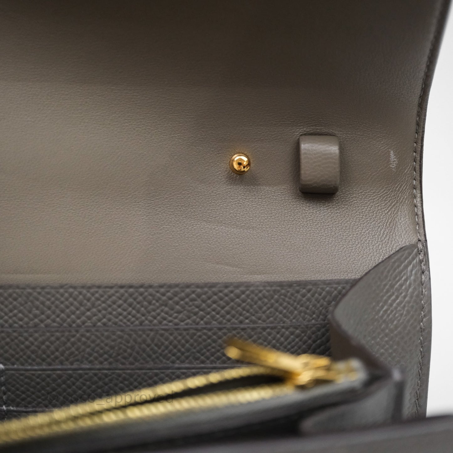 Hermès Constance Long To Go Wallet Gris Meyer 0L Epsom Gold Hardware