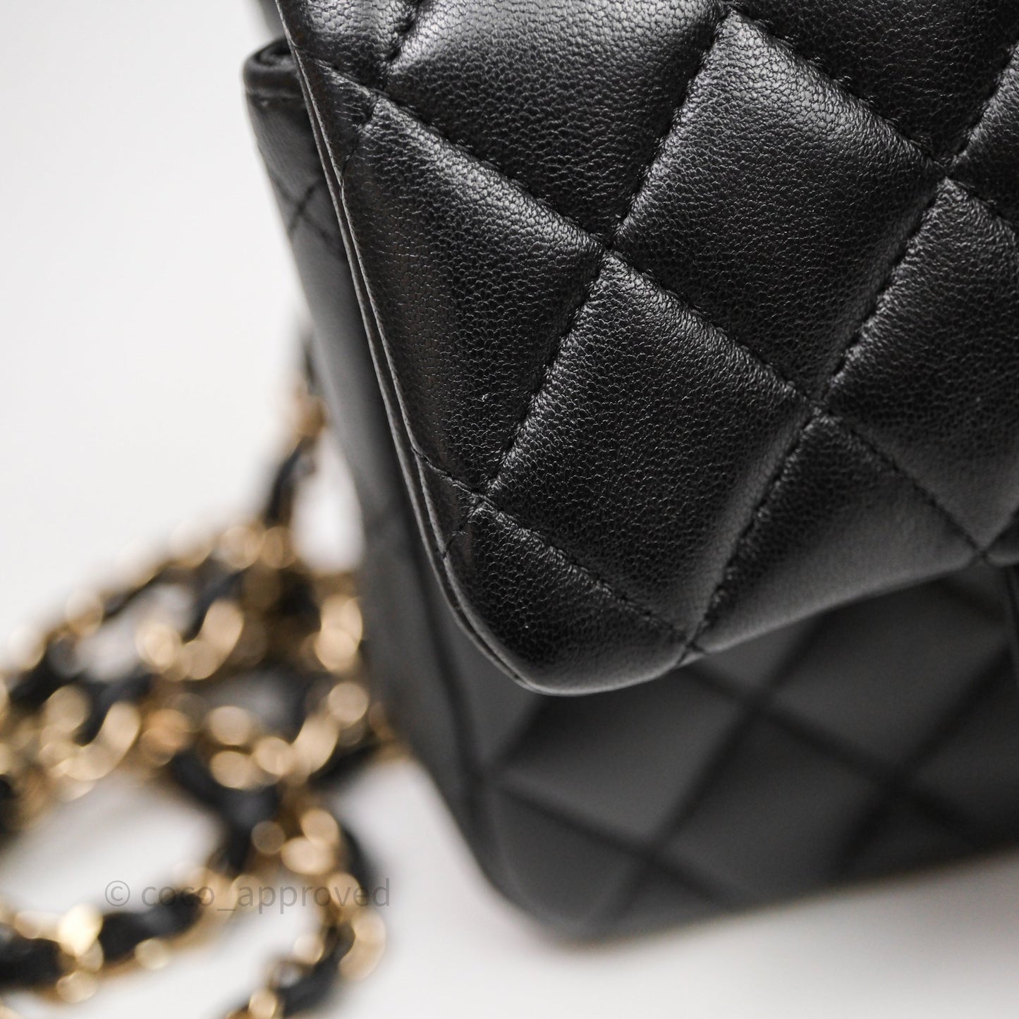 Chanel Mini Square Quilted Black Lambskin Gold Hardware