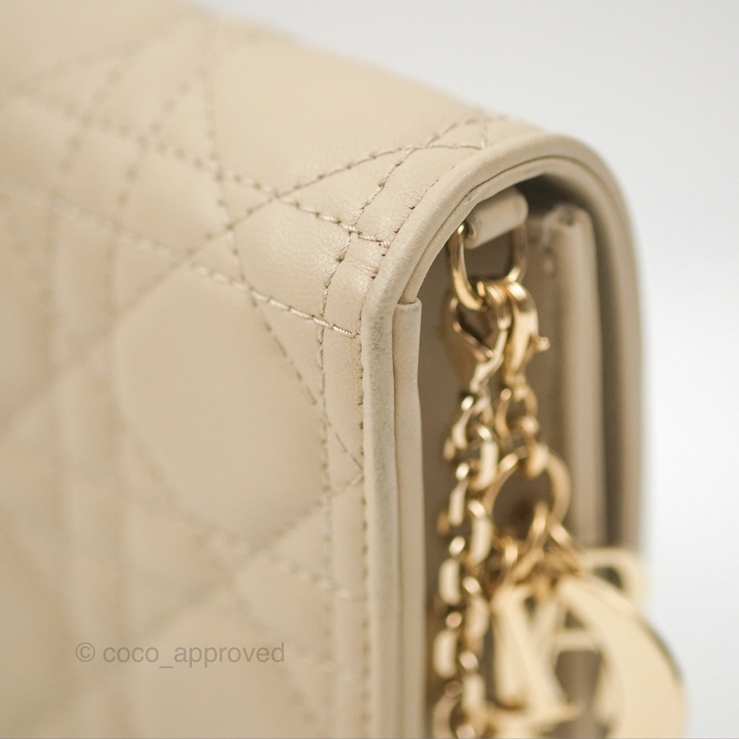 Dior Lady Dior Pouch on Chain Sand Cannage Lambskin