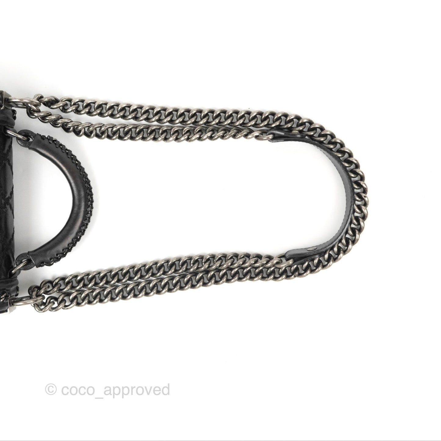 Chanel Small Chain Around Top Handle Boy Black Calfskin Ruthenium Hardware