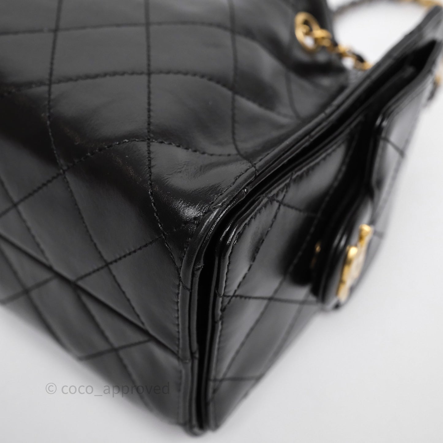 Chanel 25 Mini Black Shiny Crumpled Calfskin Mixed Hardware