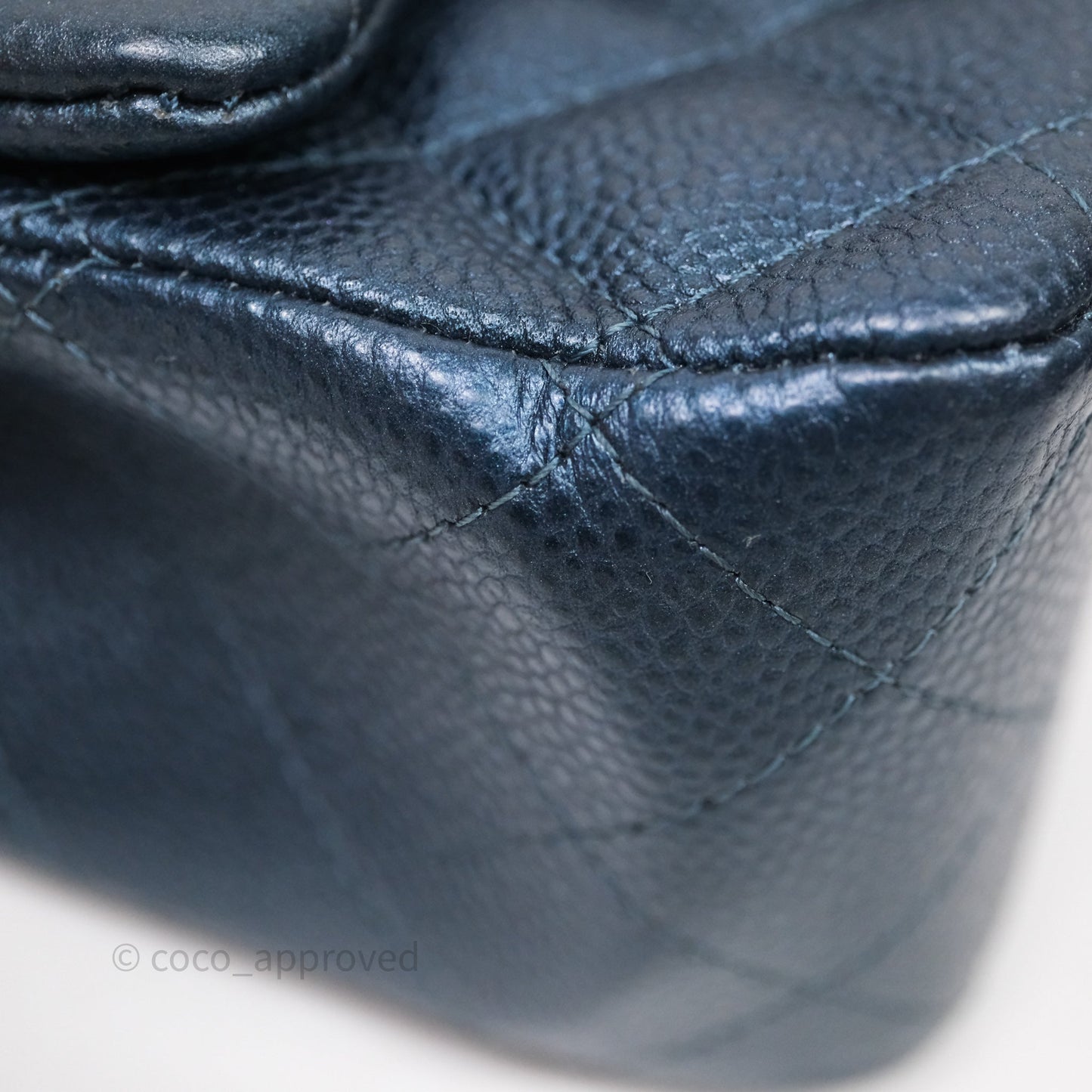 Chanel Quilted Mini Square Iridescent Navy Caviar Gold Hardware