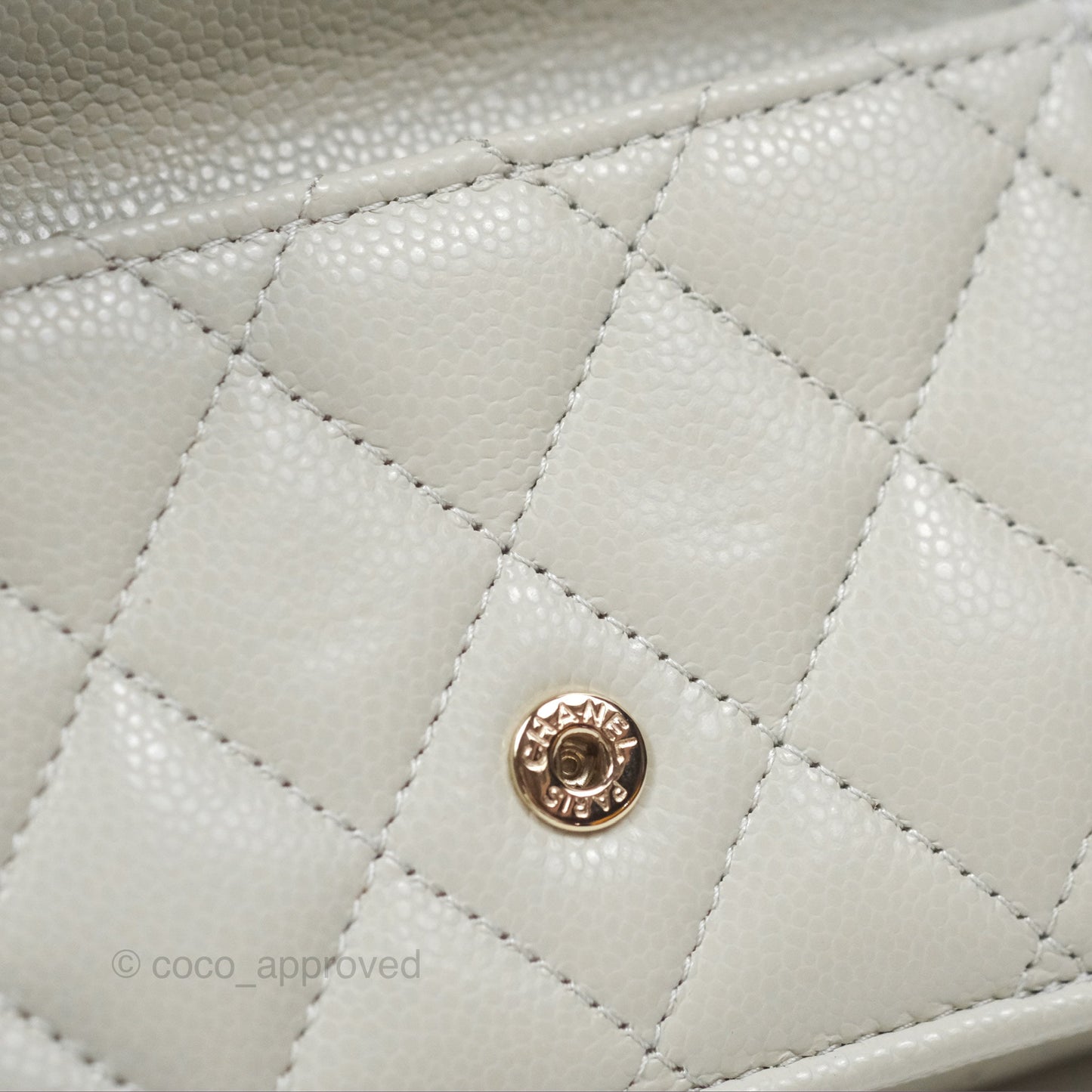 Chanel Quilted Classic Short Wallet Light Grey Caviar Gold Hardware