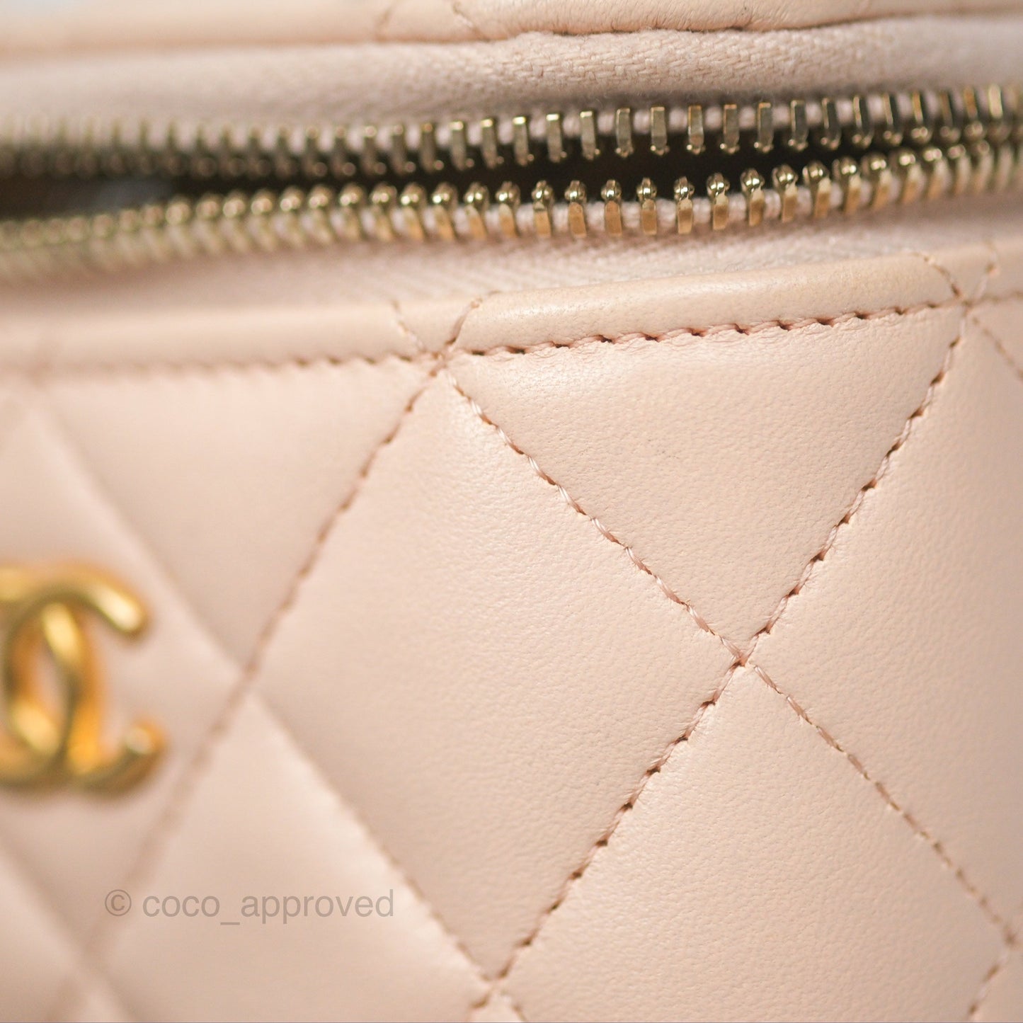 Chanel Classic Mini Pearl Crush Vanity With Chain Light Pink Lambskin Aged Gold Hardware