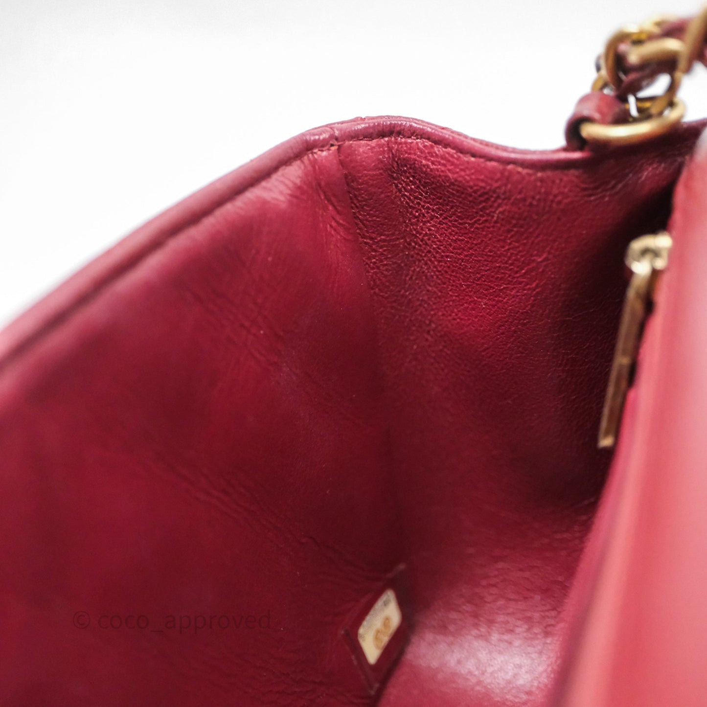 Chanel Classic Quilted Mini Rectangular Flap Burgundy Caviar Aged Gold Hardware