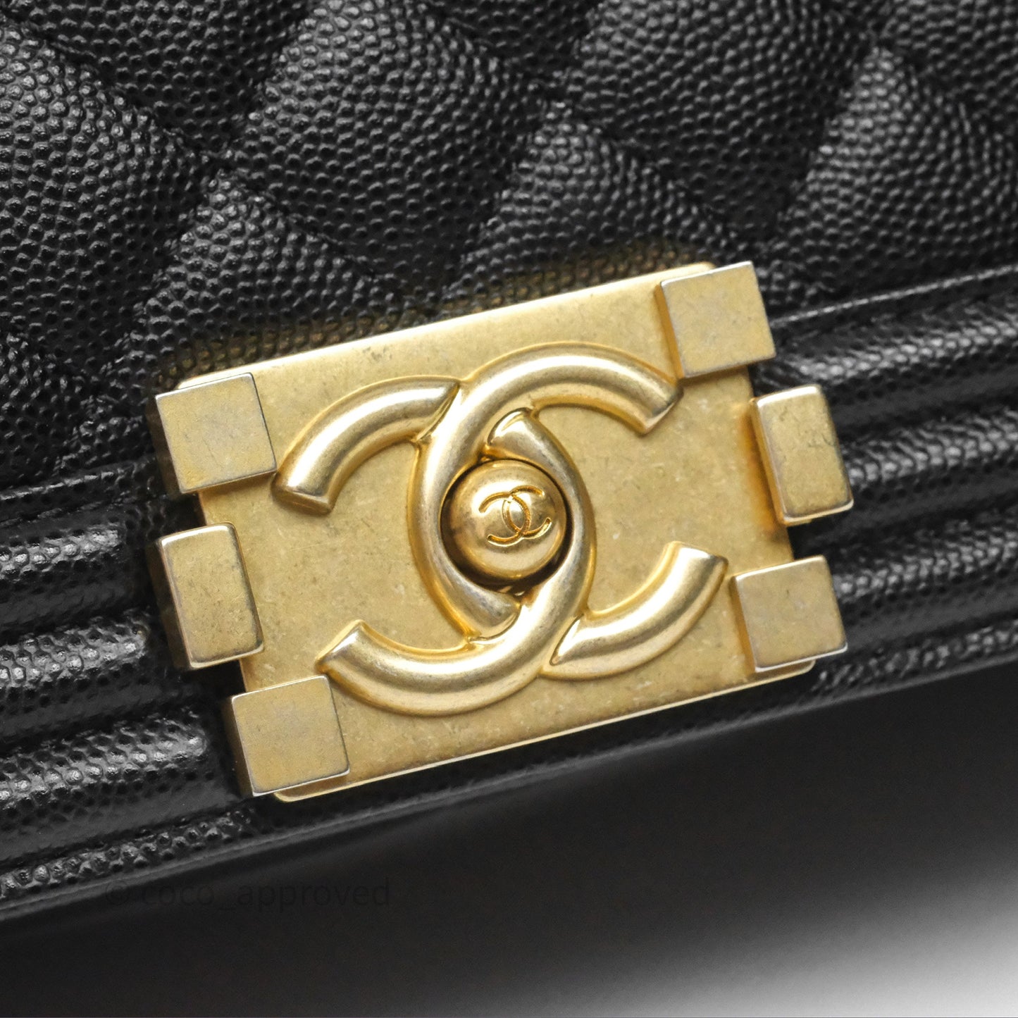 Chanel Quilted Medium Boy Black Caviar Aged Gold Hardware