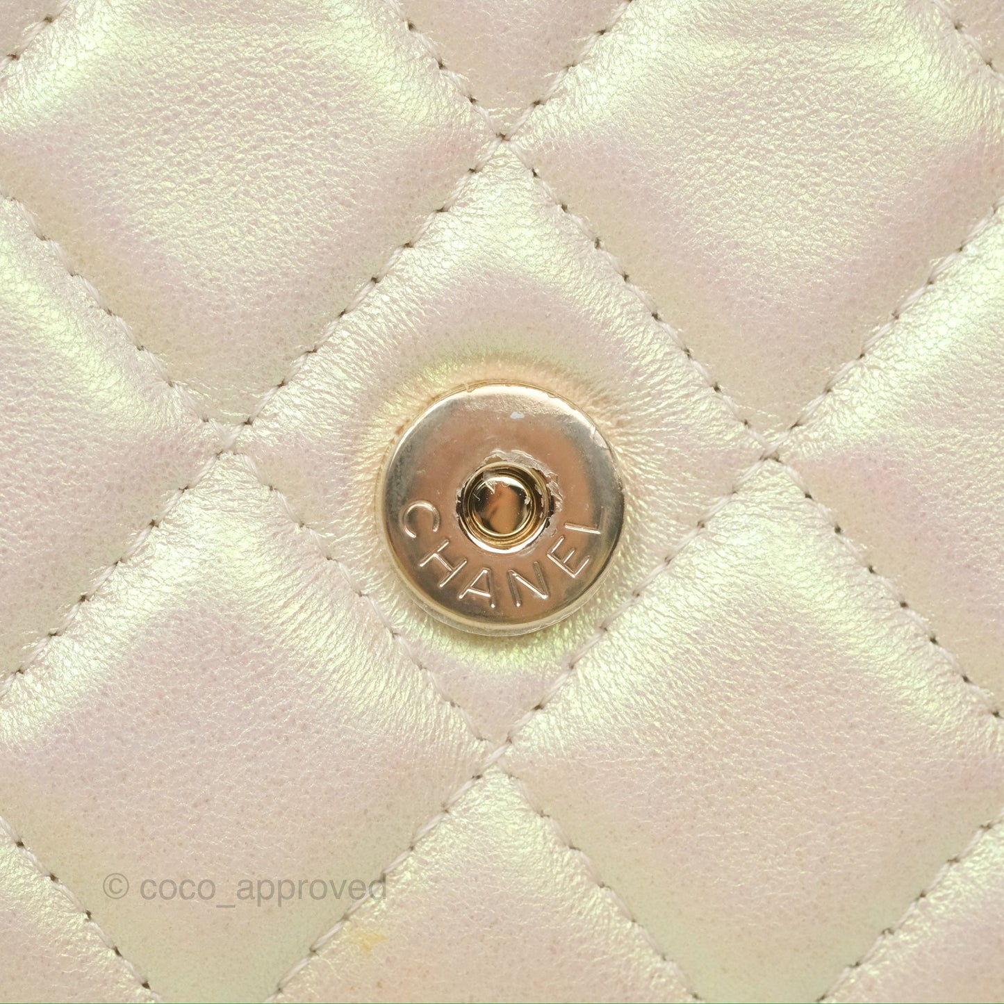 Chanel Quilted Wallet on Chain WOC Iridescent Ivory Gold Hardware 20A